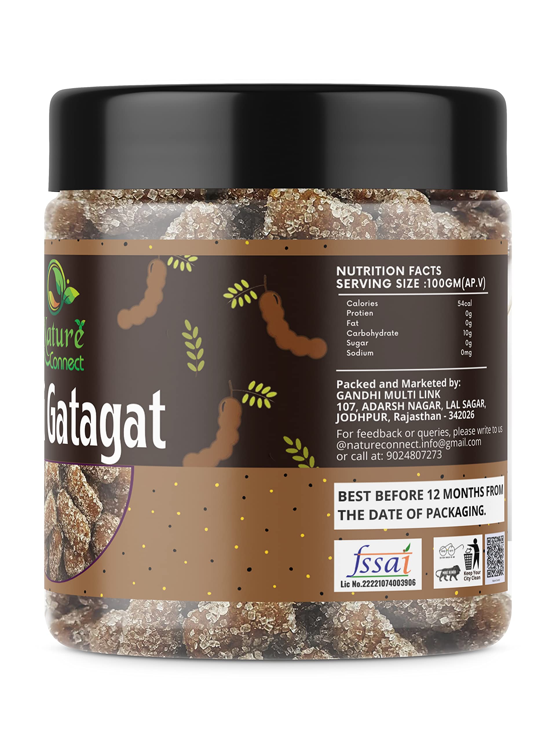 Nature Connect Imli Gatagat Candy 250g | Sweet & Sour Tamarind Candy | Khatta Meetha Chulbuli Imli | Twisted Tamarind Treat | Perfect for Snacking, Gifts & Indian Dessert Toppings [Jar Pack]