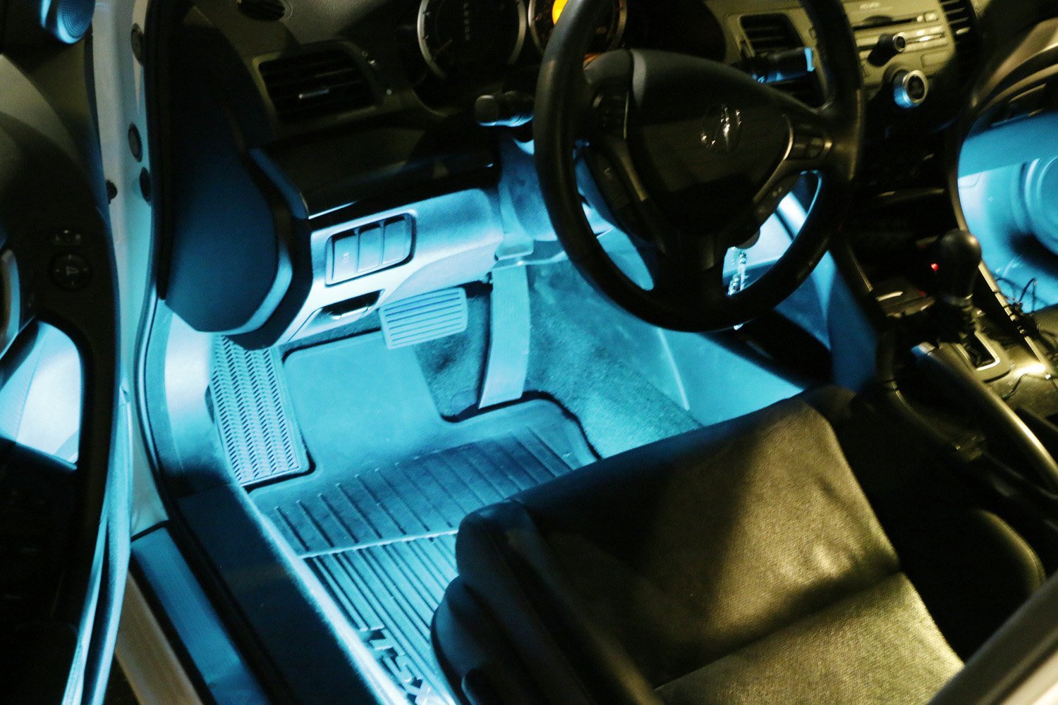 4-Piece Ice Blue LED Ambient Lighting Kit for Car Interior - 5V USB Powered - Enhance Your Vehicle's Mood Lighting for Night Driving & Custom Decoration