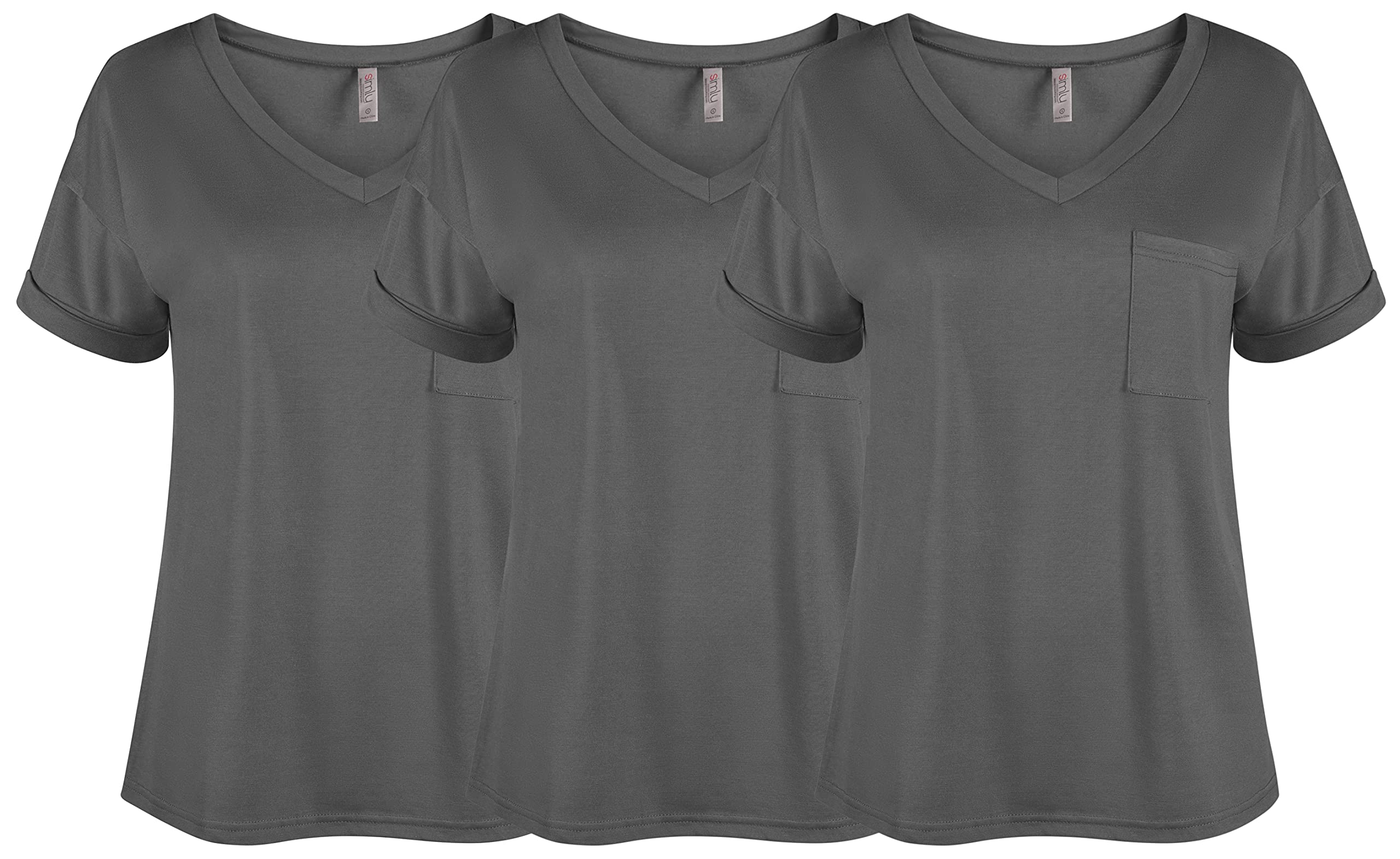Women's Casual V-Neck T-Shirts Pack - Short Sleeve Tops for Everyday Wear in Regular & Plus Sizes | Perfect for Work, Weekend Outfits and Layering