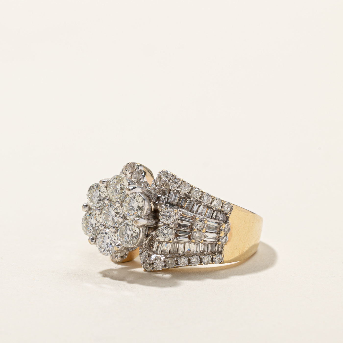 2.30ctw High Set Cluster Diamond Ring - Size 6.75 | Elegant Engagement, Wedding & Anniversary Jewelry Gift for Women