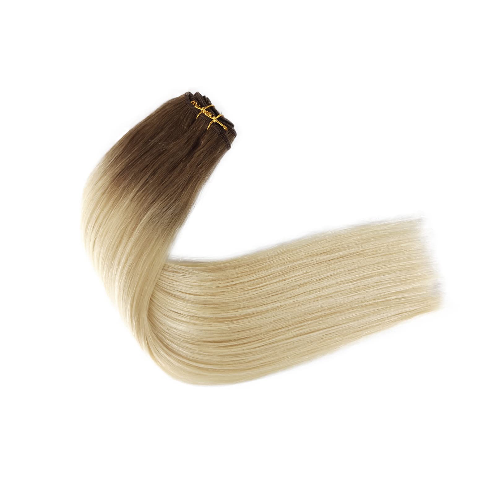 16 Inch 100g Brazilian Virgin Remy Hair Extensions - Ash Brown with Platinum Blonde Highlights | Sew-in Human Hair Weft Bundles for Women | Perfect for Daily Styling, Special Occasions & Salon Use