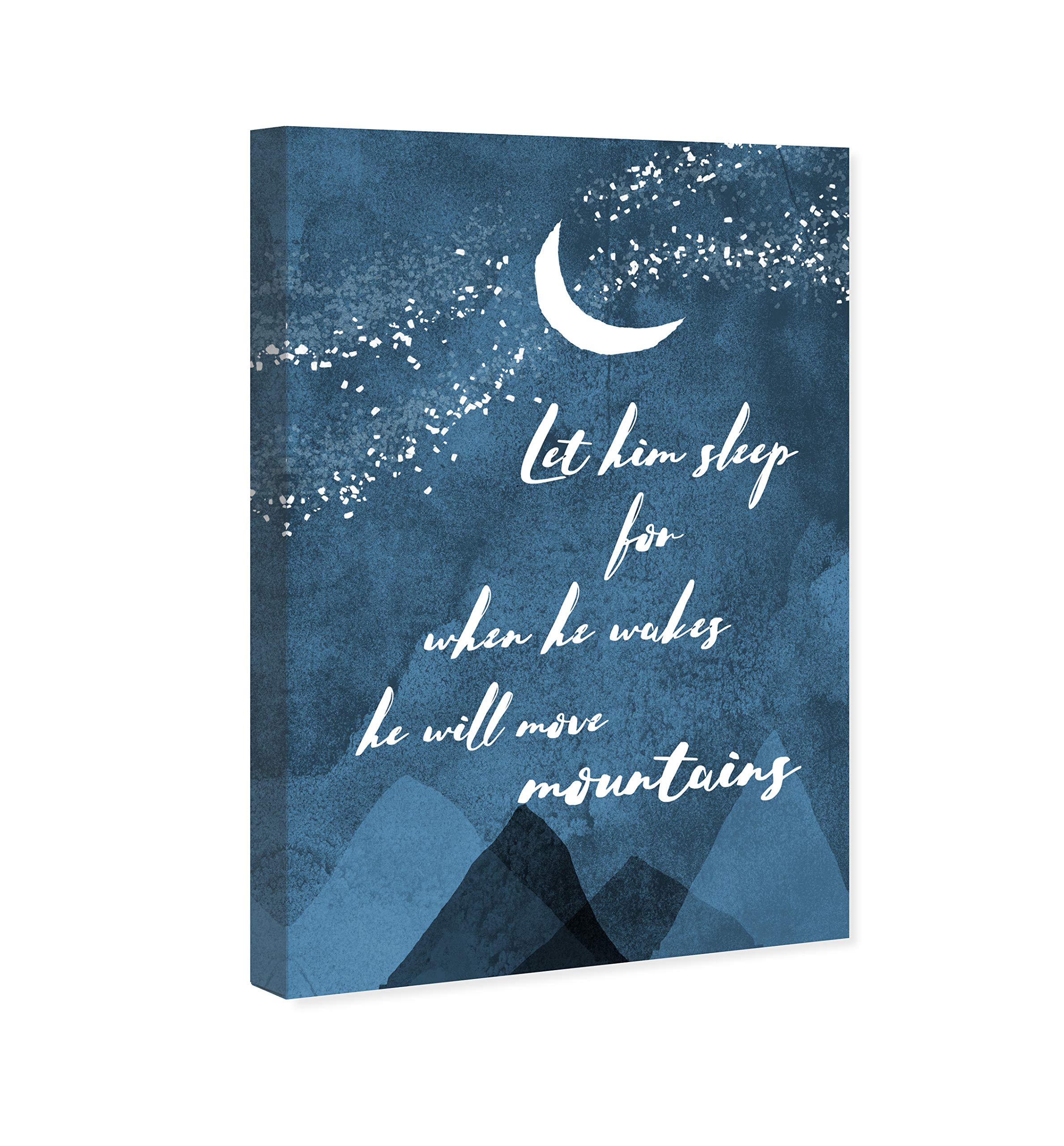 Oliver Gal Artist Co. Inspirational Typography Wall Art Canvas Print - 'Move Mountains' Motivational Quote Home Decor, 36x54 Inch Blue & White - Perfect for Living Room, Bedroom or Office Wall Decor