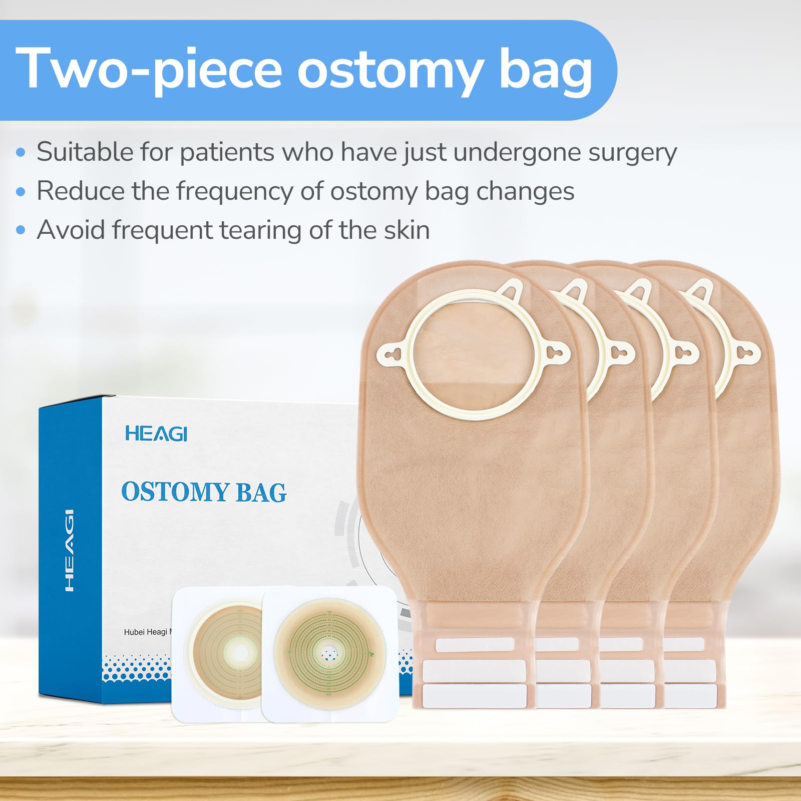 22-Piece Ostomy Supply Kit - 2-Piece Drainable Colostomy Bags with Closure for Ileostomy Stoma Care (16 Bags + 6 Skin Barriers) - Cut-to-Fit Up to 70mm - Ideal for Daily Use, Travel & Post-Surgery Recovery
