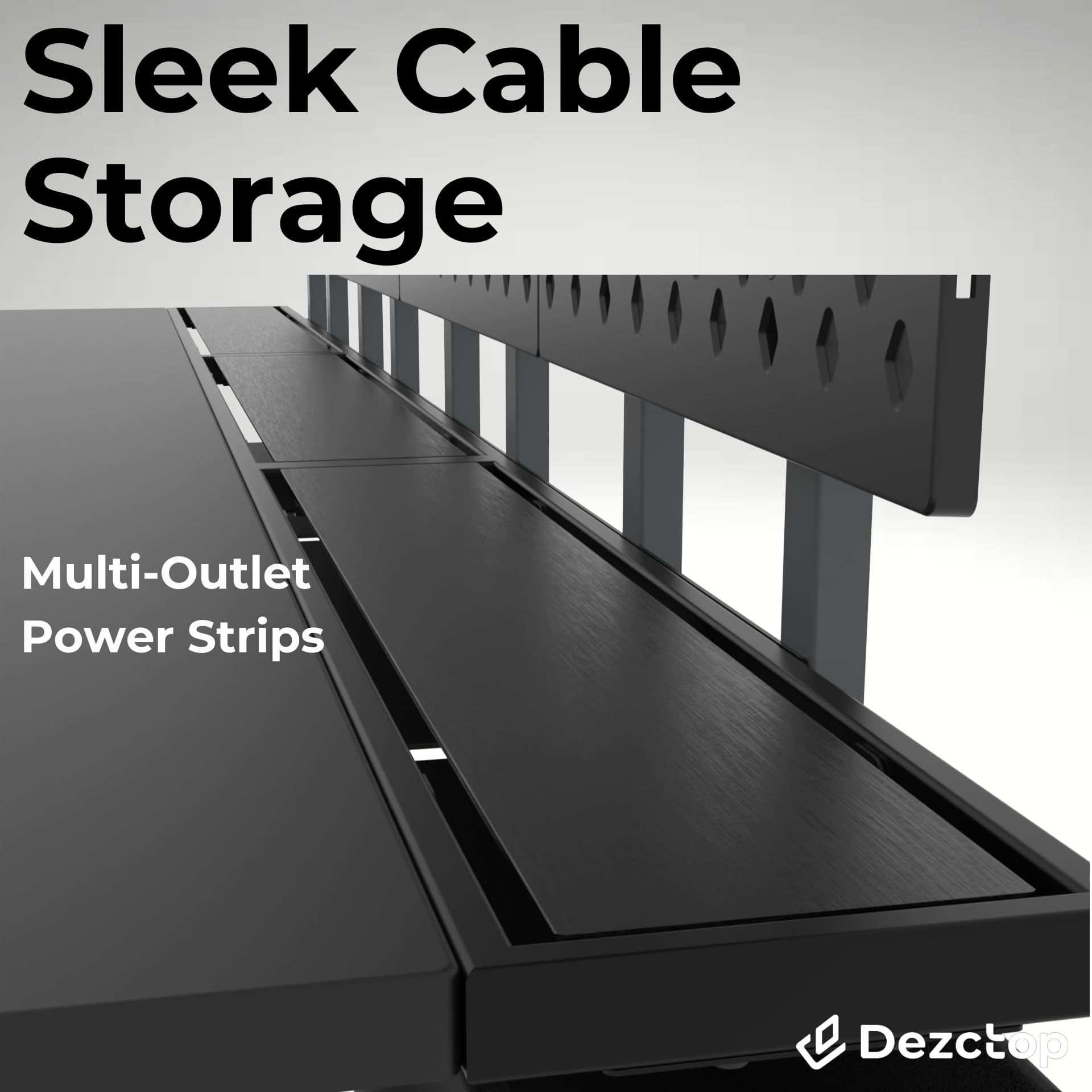 DEZCTOP Bifrost 160 63W x 28D Gaming Computer Desk with Shelves & Pegboard - Large Workstation for PC Gaming & Home Office - Built-in Cable Management, Stainless Steel Frame (Black) - Perfect for Esports, Streaming & Remote Work Setup
