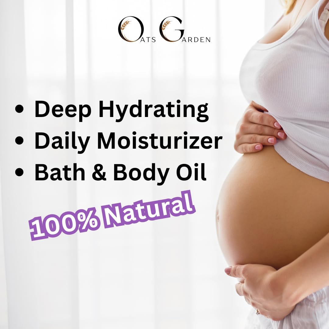 Lavender Body Oil - 8 oz Deep Hydrating Moisturizer for Dry Skin, Bath & Pregnancy Belly Care | 100% Natural, Hypoallergenic for All Skin Types | Relaxing Aromatherapy & Massage Oil - Oats Garden