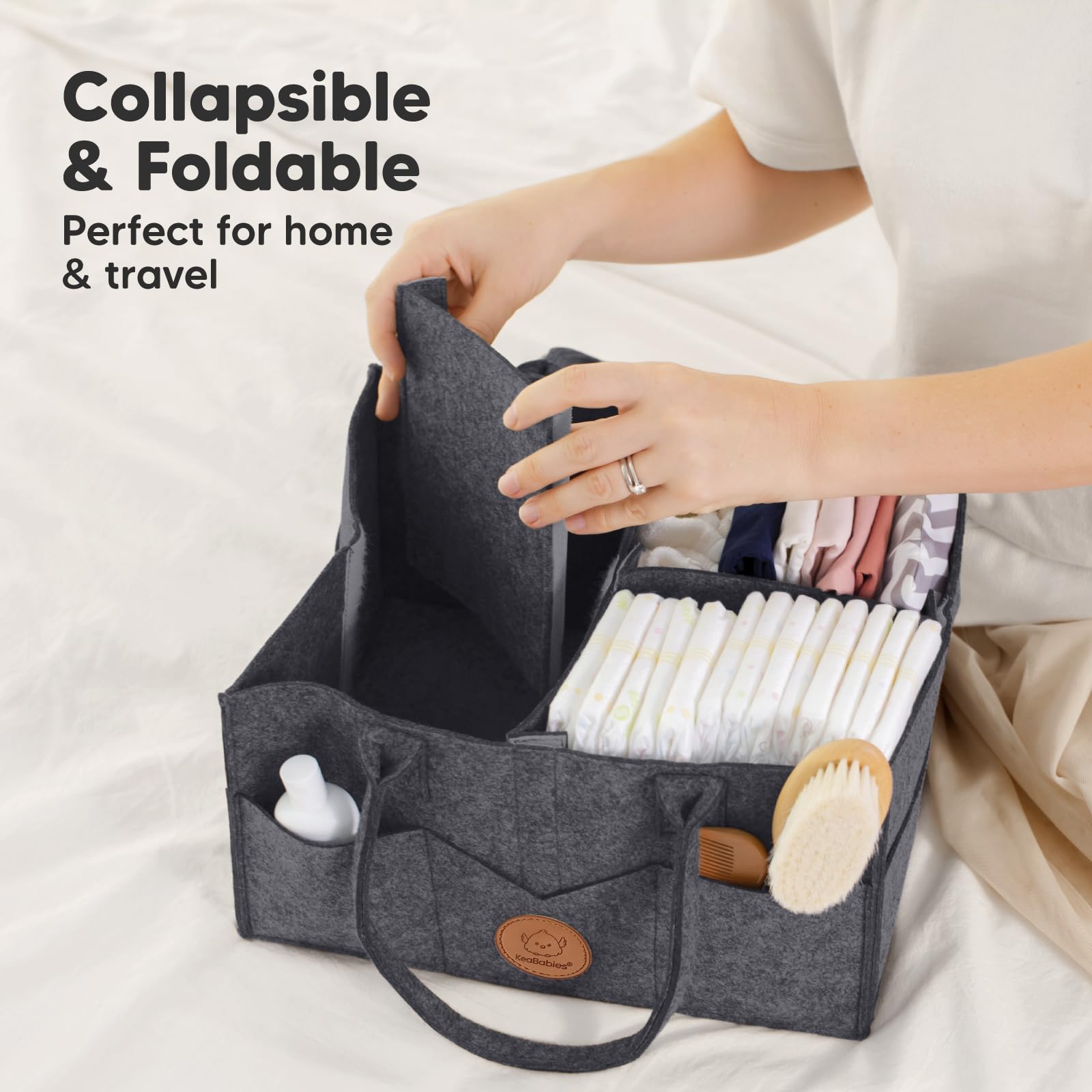 KeaBabies Diaper Caddy Organizer - Portable Baby Nursery Organizer for Girls & Boys, Car Storage & Changing Table Organizer (Mystic Gray) | Perfect Baby Shower Gift & Diaper Storage Solution for Home & Travel