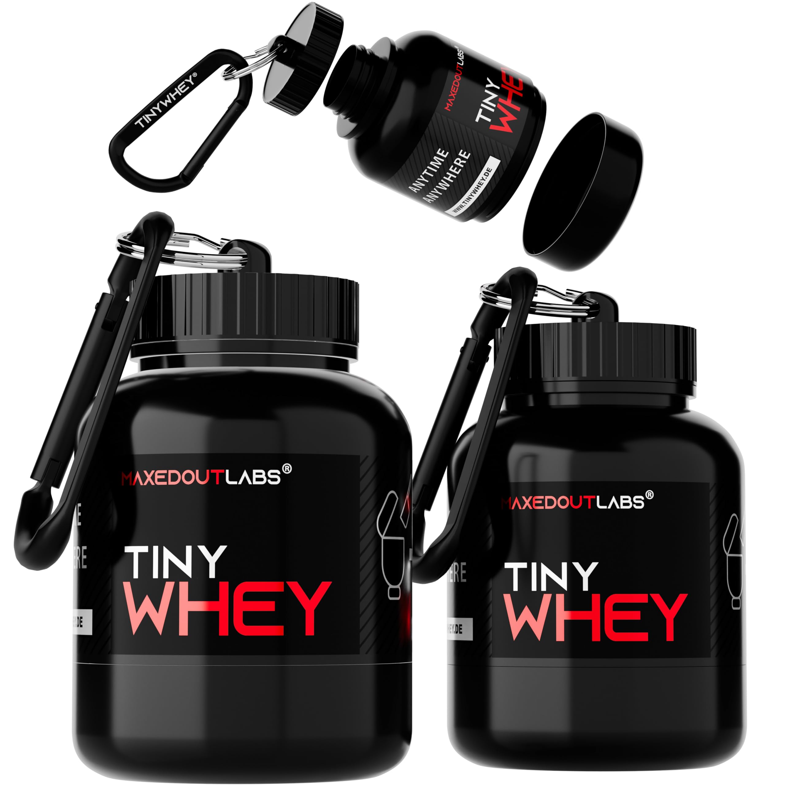 MaxedOutLabs TinyWhey | 2x Protein Powder Portion Scooper | Powder Storage Container | Fitness Gifts for Men | Protein Scoop Keychain | Gym Accessories | Workout Supplement Organizer - Perfect for Gym, Travel & Home Protein Storage