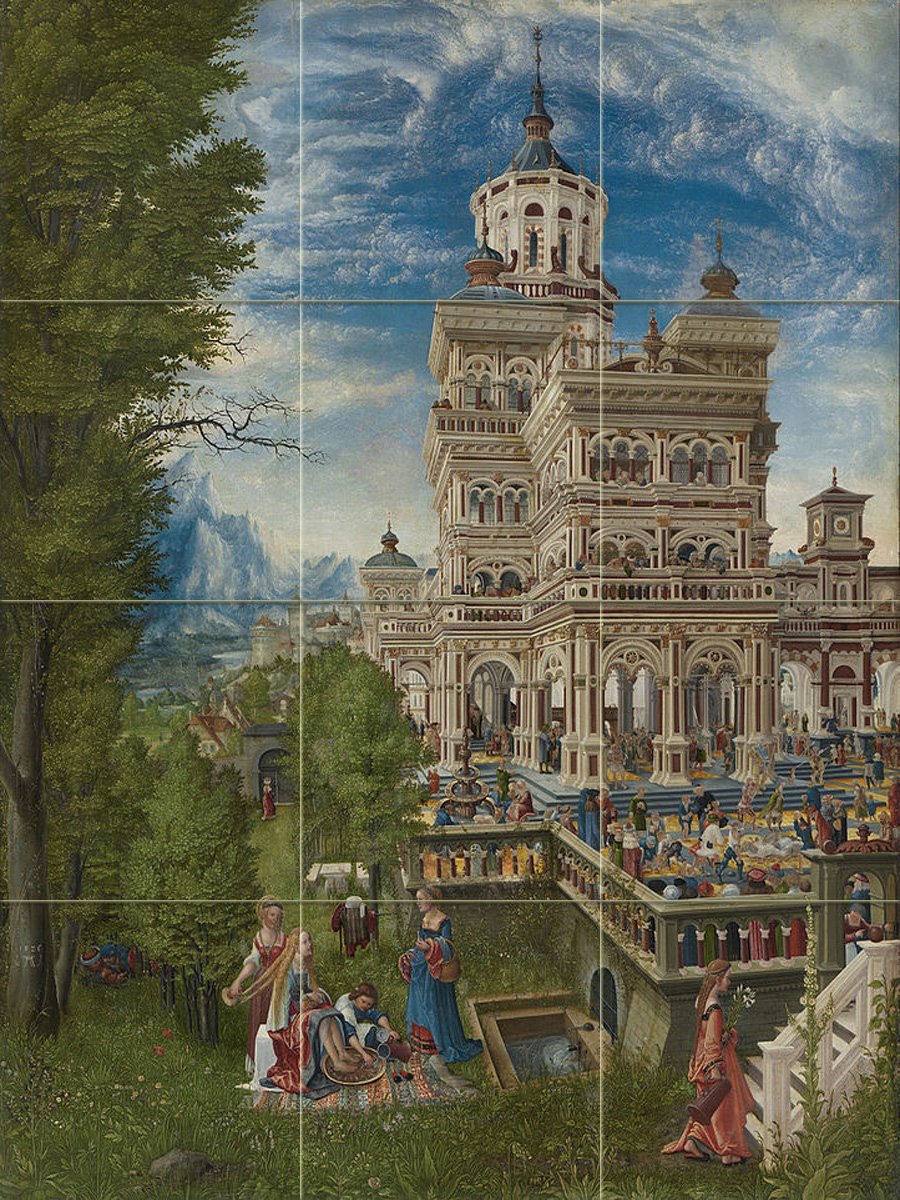 Albrecht Altdorfer Susanna in The Bath & The Stoning of The Elders Art Tile Mural - 3x4 6