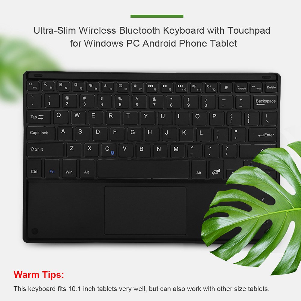 Ultra-Slim Bluetooth Keyboard with Touchpad - Wireless Portable Keyboard for PC, Android Phone, Tablet - Perfect for Home Office, Travel & Remote Work