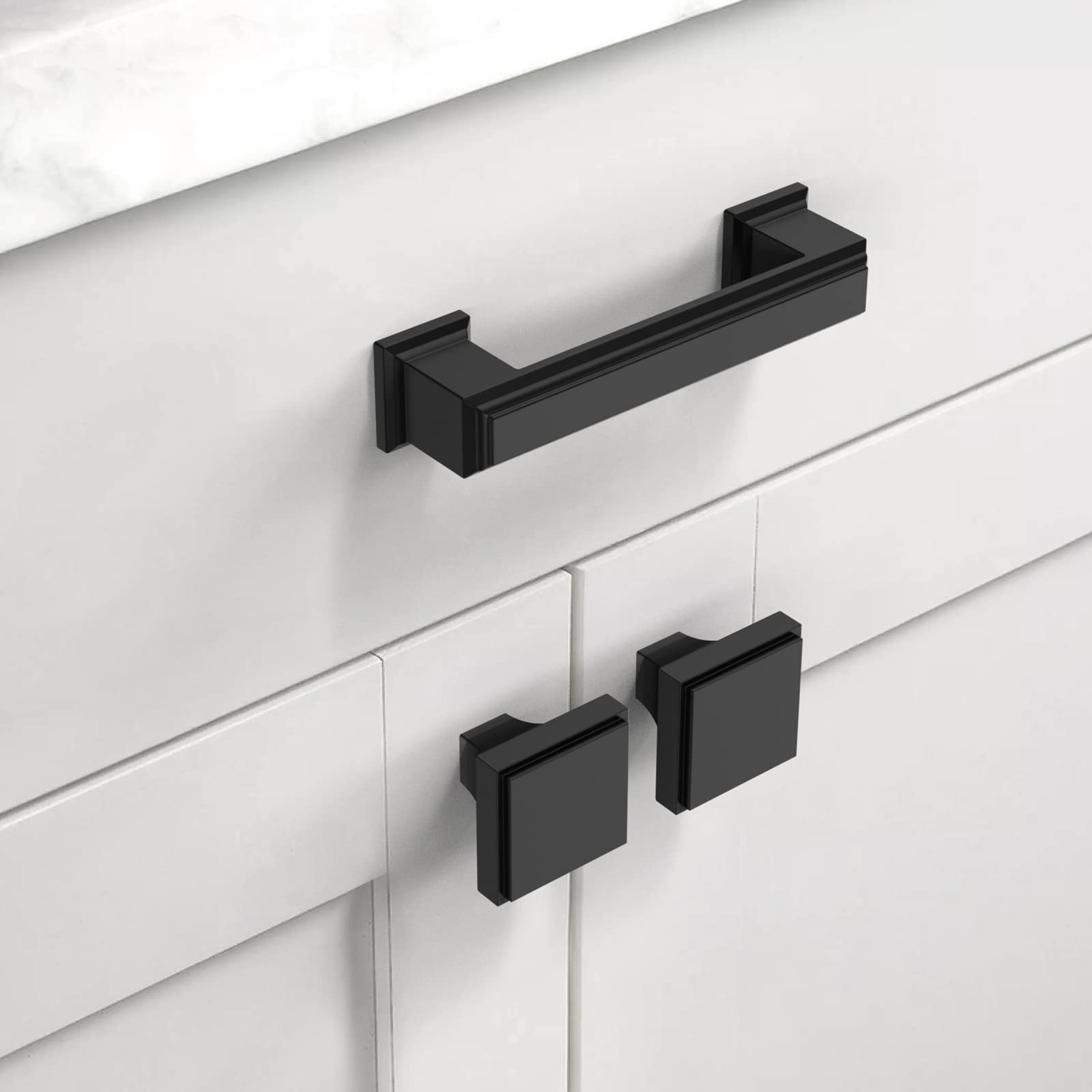 Asidrama 10 Pack 3 Inch (76mm) Matte Black Cabinet Handles - Modern Kitchen Cabinet Pulls & Drawer Hardware for Cupboards, Dressers & Furniture (Perfect for Home Renovation & DIY Projects)