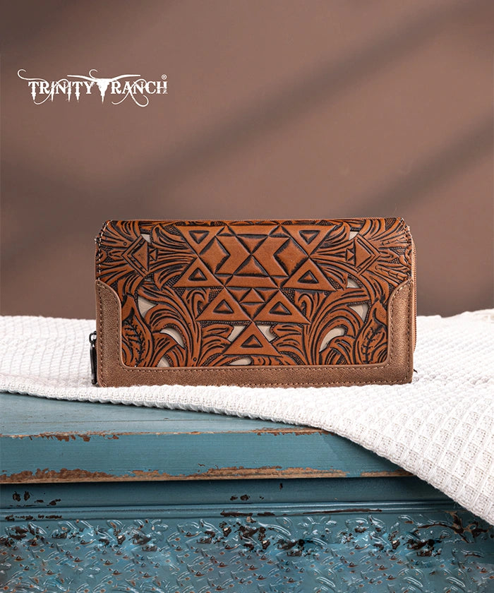 Trinity Ranch Floral Tooled Leather Wallet for Women - Handmade Cowhide Bifold Wallet with RFID Protection - Perfect for Travel, Shopping, and Everyday Use