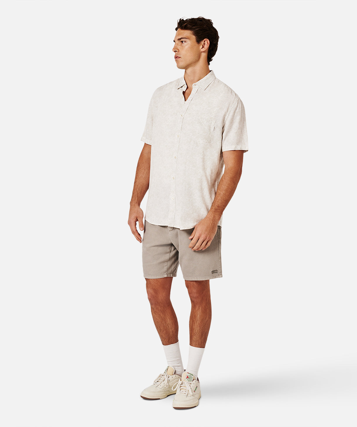 Alicante Short Sleeve Shirt for Men - White & Sage Green Casual Button Down Shirt | Perfect for Summer Outfits, Office Wear & Casual Fridays