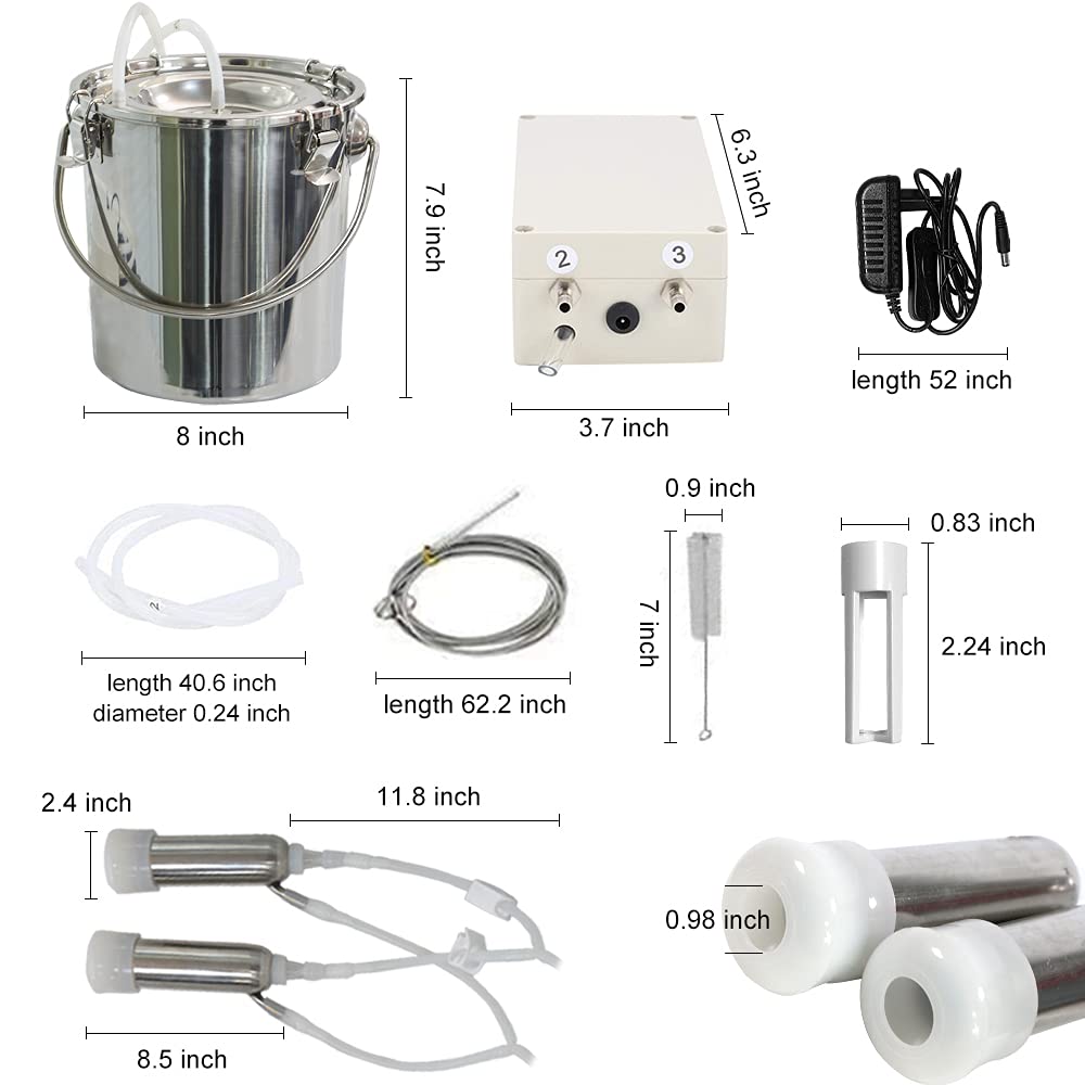 **Electric Milking Machine for Goats & Cows - Portable Vacuum Pulsation Pump Milker with 7L Stainless Steel Bucket - Ideal for Jerseys, Nigerian Dwarfs, Nubian Mix - Perfect for Small Farms, Homesteads & Dairy Production**