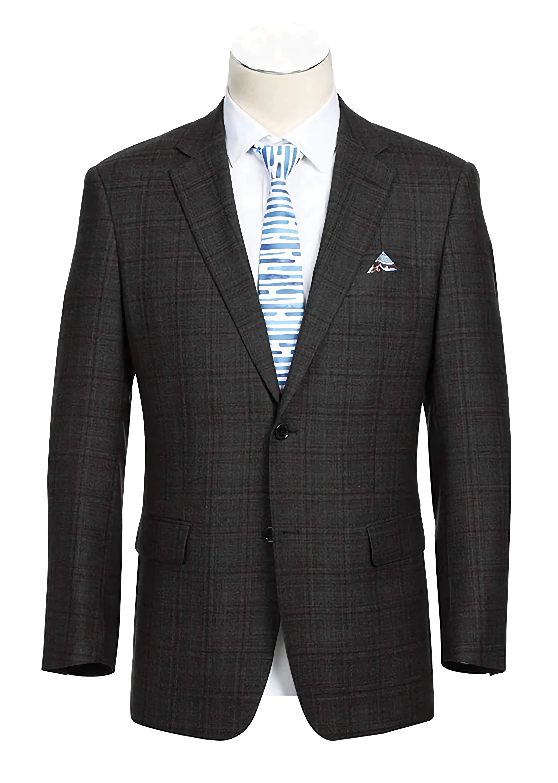 Brown Wool Blend Checked Blazer for Men - Classic Regular Fit Business Jacket - Perfect for Office, Weddings & Formal Events