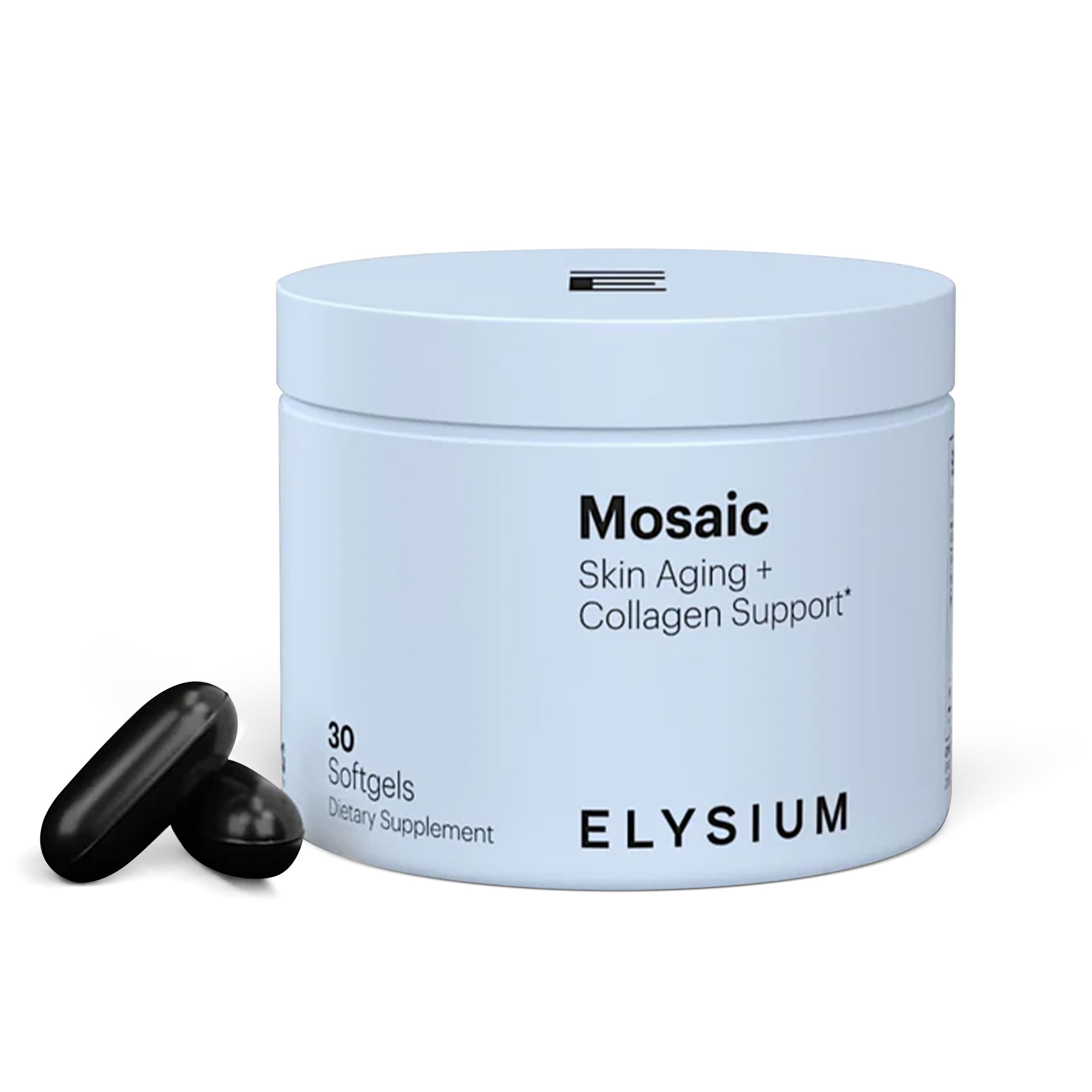 ELYSIUM Mosaic Hyaluronic Acid & Collagen Supplement - Clinically Proven Anti-Aging Formula for Fine Lines & Wrinkles - 30 Vegan Softgels (30-Day Supply) - Perfect for Daily Skincare Routine & Travel