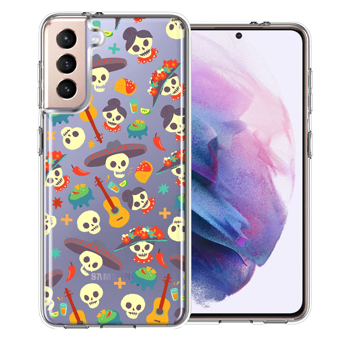 Samsung Galaxy S21 Plus Phone Case - Day of The Dead Design Double Layer Protective Cover | Shockproof & Durable | Perfect for Halloween, Dia de los Muertos, and Everyday Use