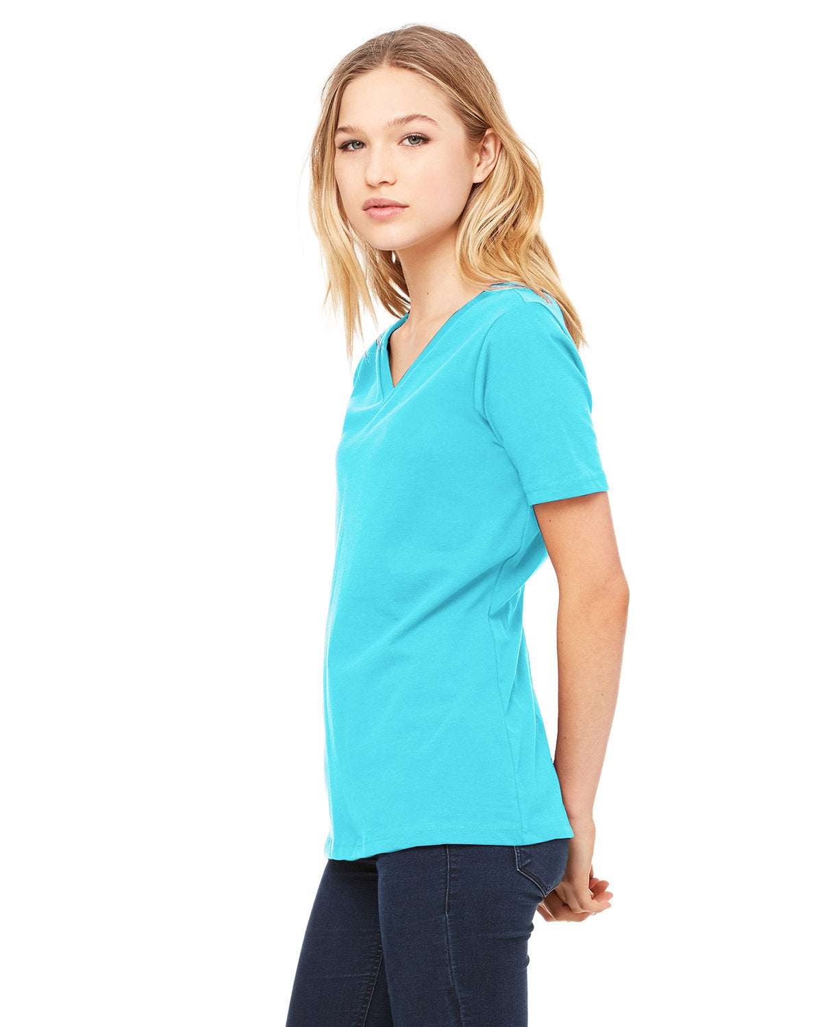 Bella + Canvas 6405 Women's Relaxed Fit Jersey V-Neck T-Shirt - Soft Comfortable Casual Tee for Everyday Wear, Lounge, and Outfits
