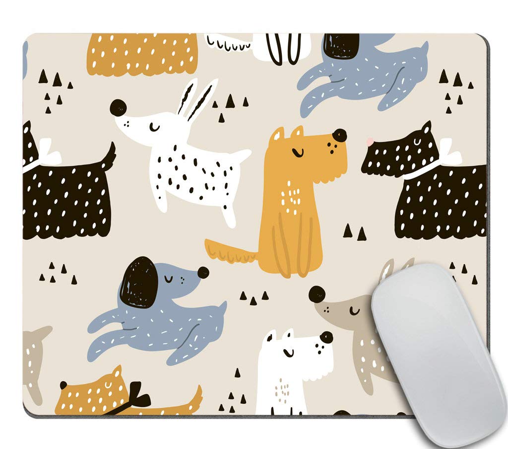 Hand Drawn Dogs Mouse Pad - Cute Dog Design Non-Slip Rubber Gaming Mousepad for Computer & Laptop - Perfect for Office, Gaming, and Home Workspace