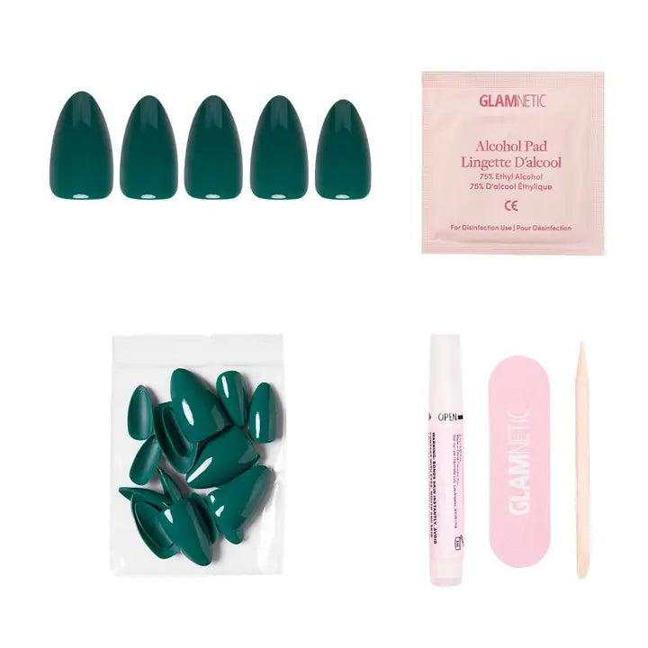 Emerald Green Press On Nails - Long Lasting Fake Nails with Glue - Perfect for Parties, Weddings & Special Occasions