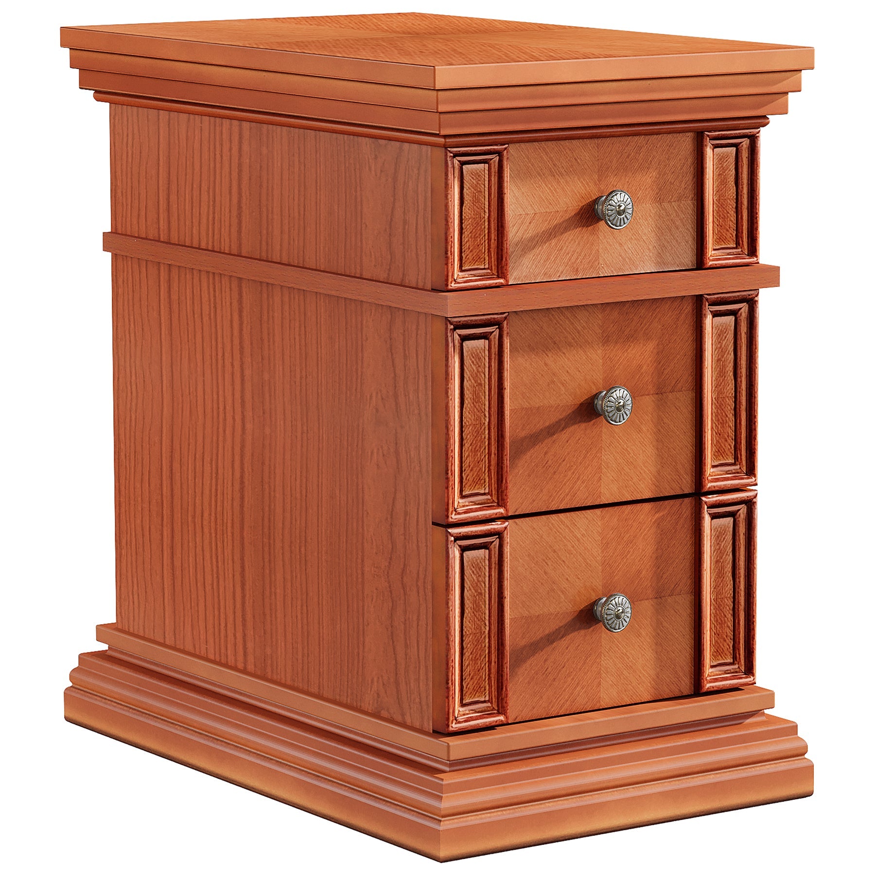 Modern Wooden End Table with 3 Drawers - Nightstand, Sofa Side Table for Living Room, Bedroom - Perfect for Small Spaces & Home Decor