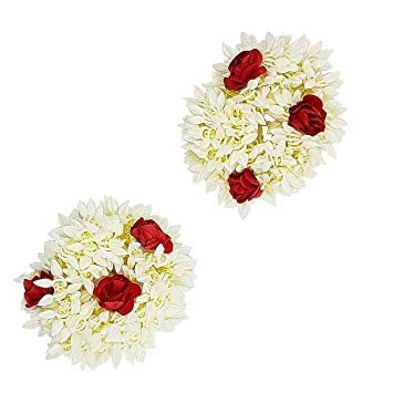NANDANA COLLECTIONS Designer Artificial Mogra Gajra Hair Accessories - Stylish Rubber Hair Bands for Women and Girls - Perfect for Weddings, Parties, and Festive Occasions