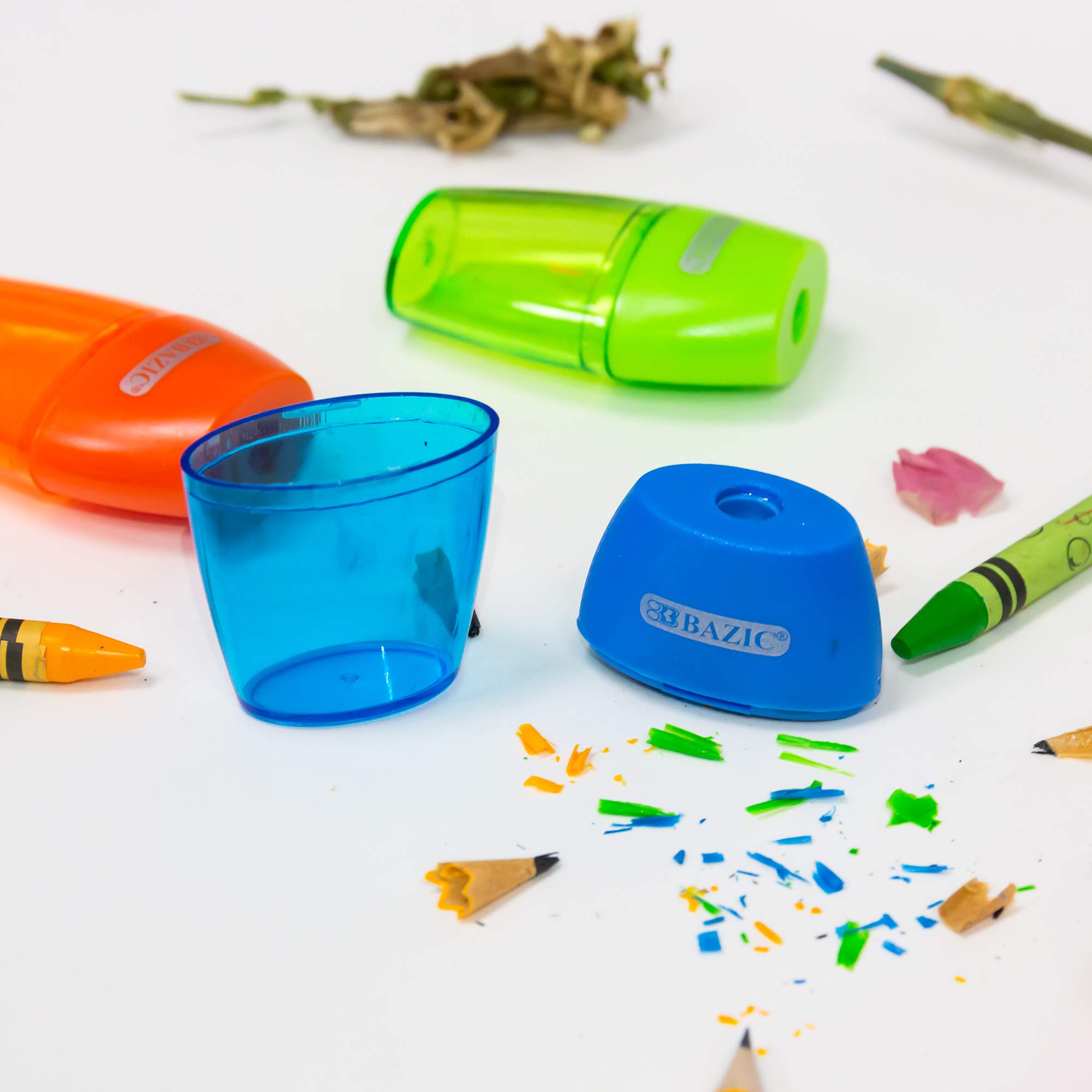 BAZIC Single Hole Pencil Sharpener with Receptacle - Standard Size for Pencils & Crayons - 144-Pack Bulk Classroom Supplies - Perfect for School, Office, and Art Projects