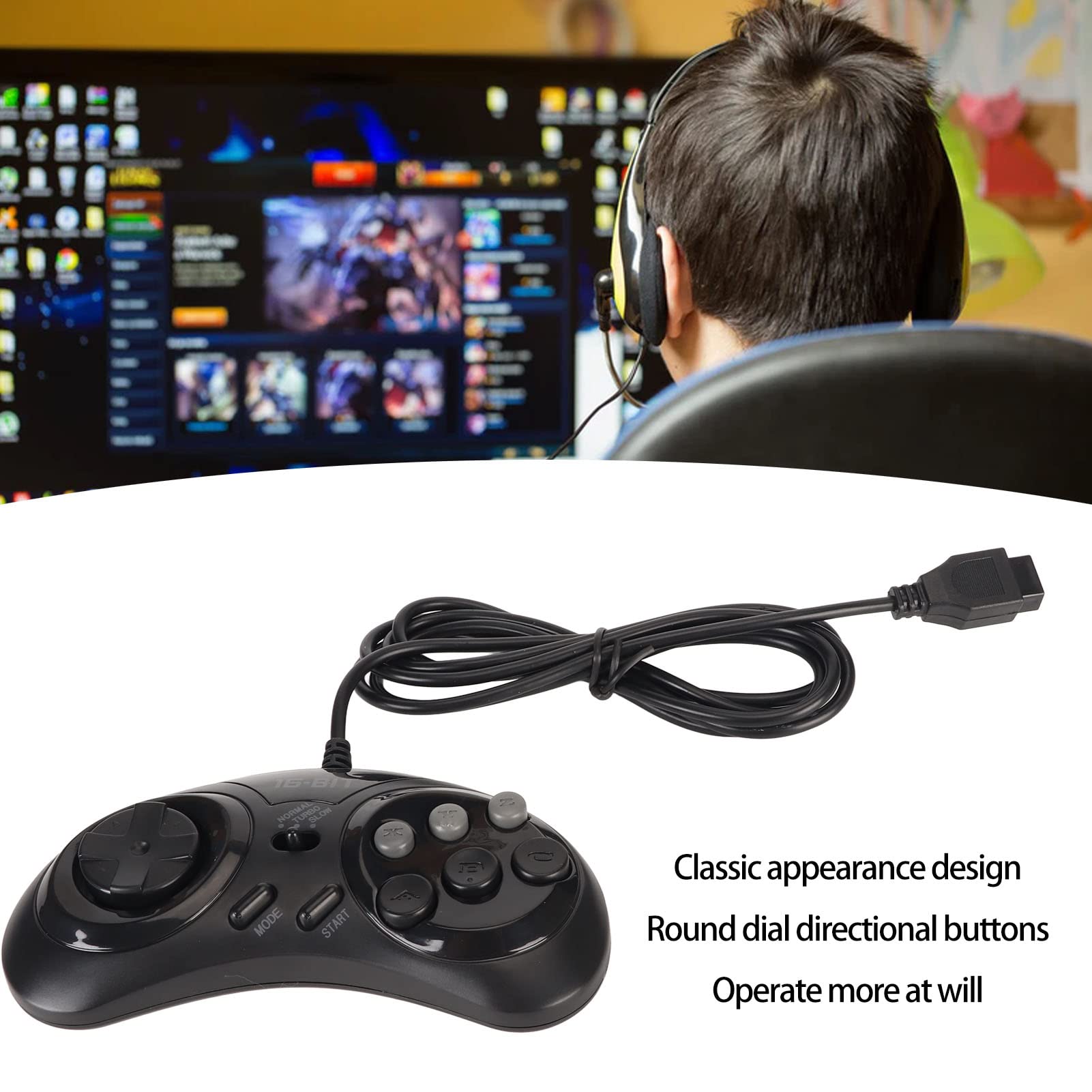 16Bit Mini Gamepad Controller - Ergonomic & Portable for Gaming
