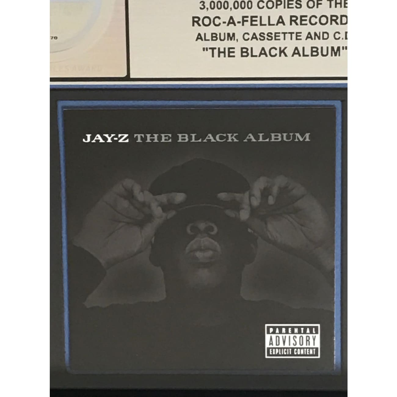 Jay Z The Black Album RIAA 3x Multi Platinum Award - Rare Collectible Music Memorabilia - Perfect for Music Fans & Collectors - Display in Home, Office or Music Studio