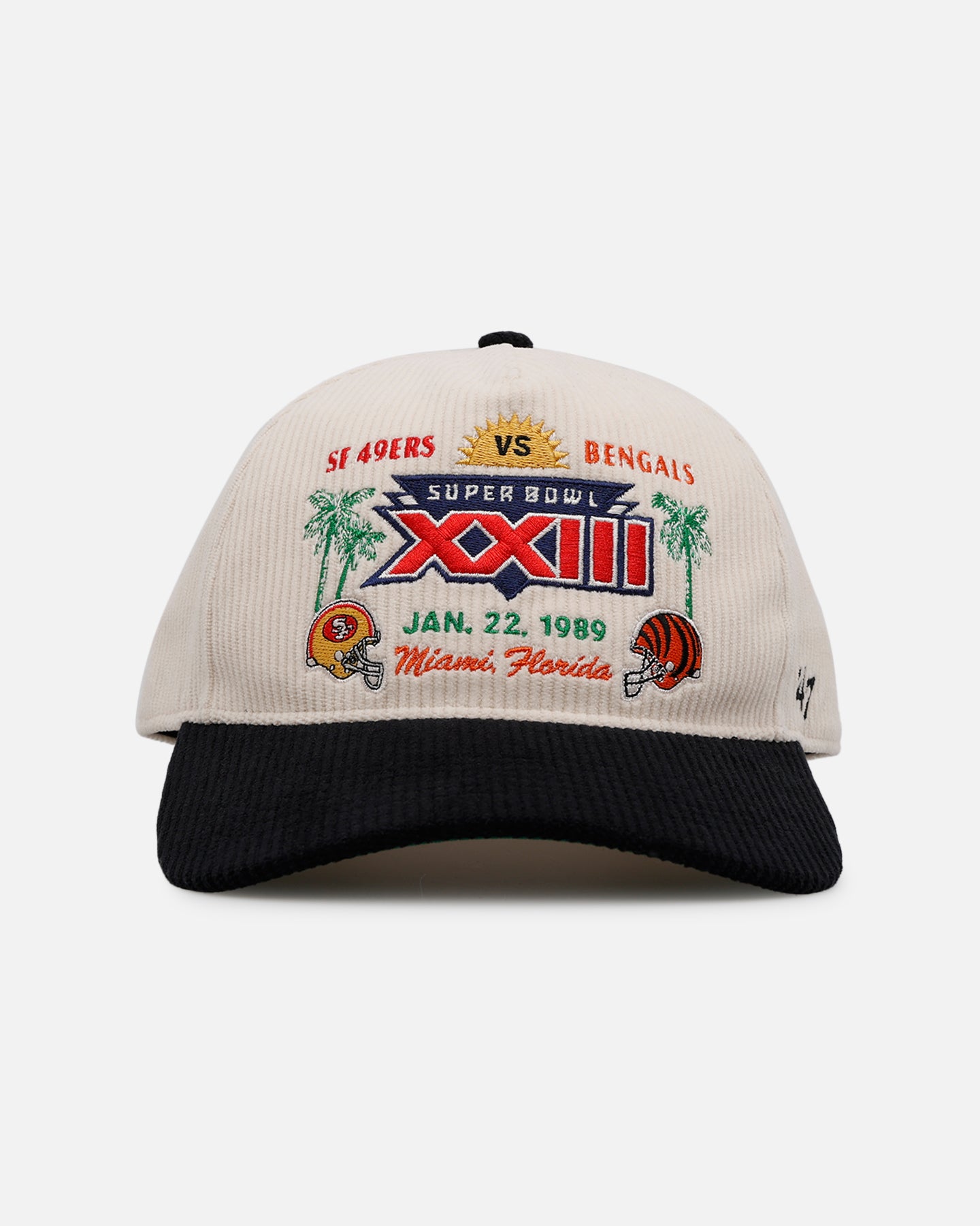 47 Brand Super Bowl XXIII Vintage Snapback Hat - Corduroy Adjustable Cap in Natural/Black - Perfect for Sports Fans & Retro Fashion Enthusiasts