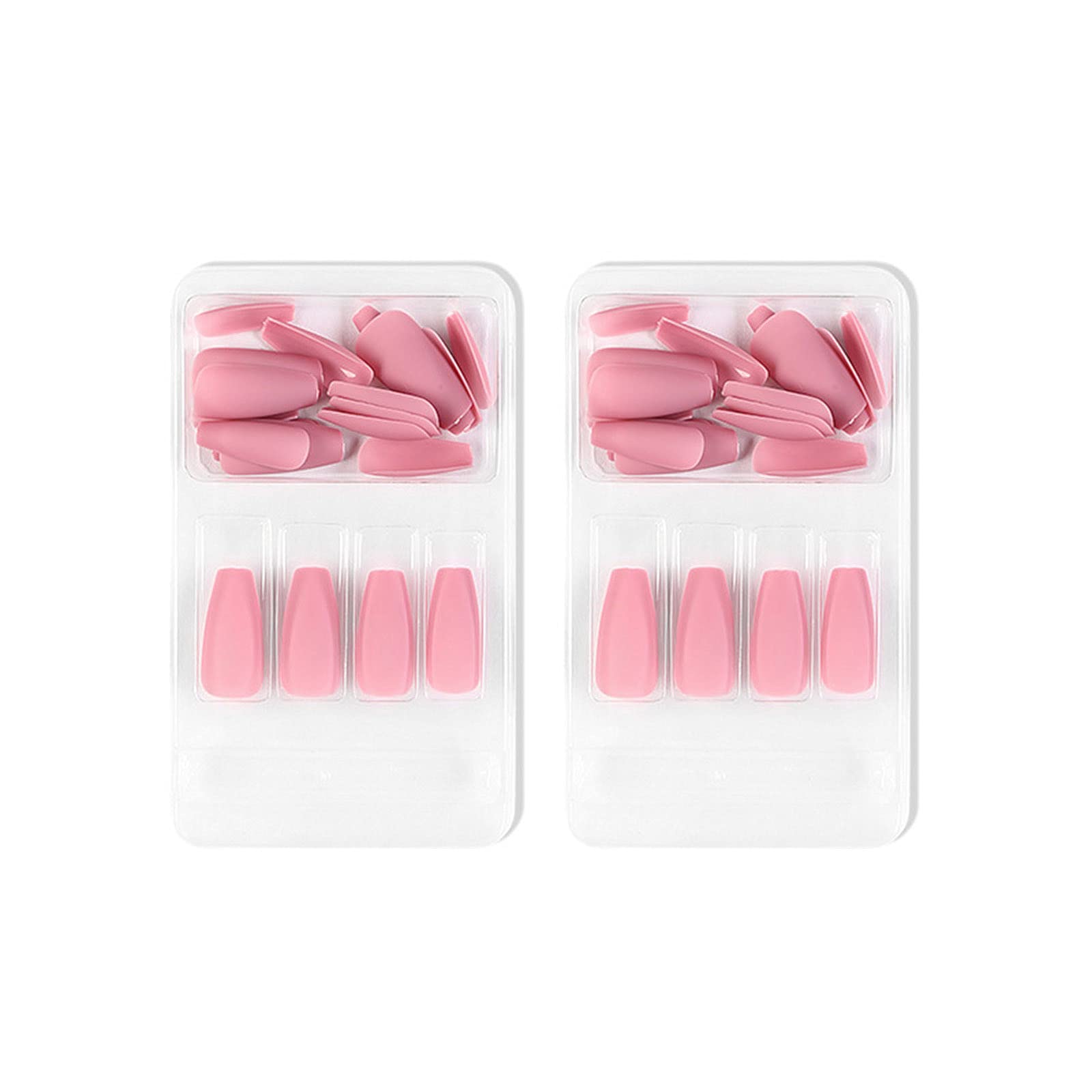 48PCS Glossy Press-On Fake Nails - Medium Length, Pink Color, Pure PC Material for Long-Lasting Wear | Perfect for Parties, Weddings, and Everyday Nail Art