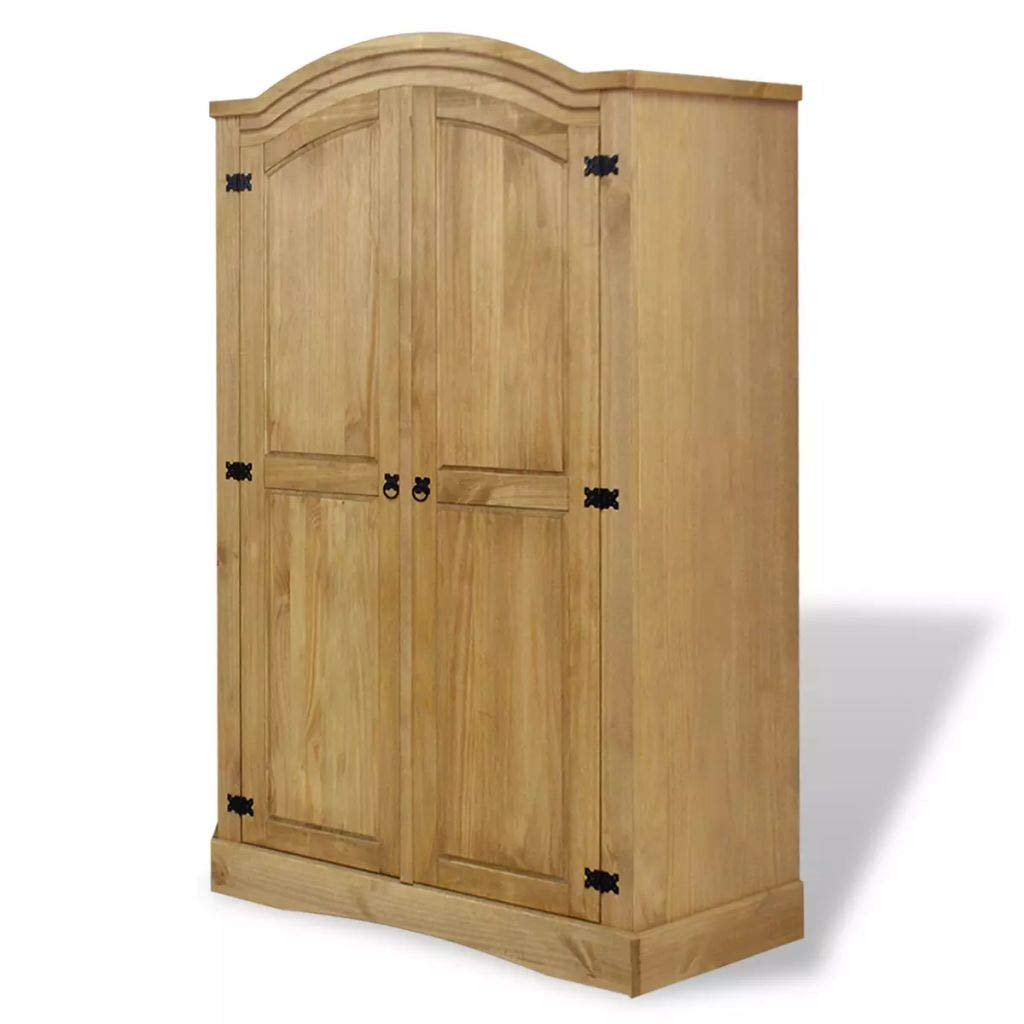 H.BETTER Mexican Pine Corona 2-Door Armoire Wardrobe Closet - Bedroom Storage Organizer with Hanging Bar & Shelves | Perfect for Bedroom, Guest Room, and Dorm Organization