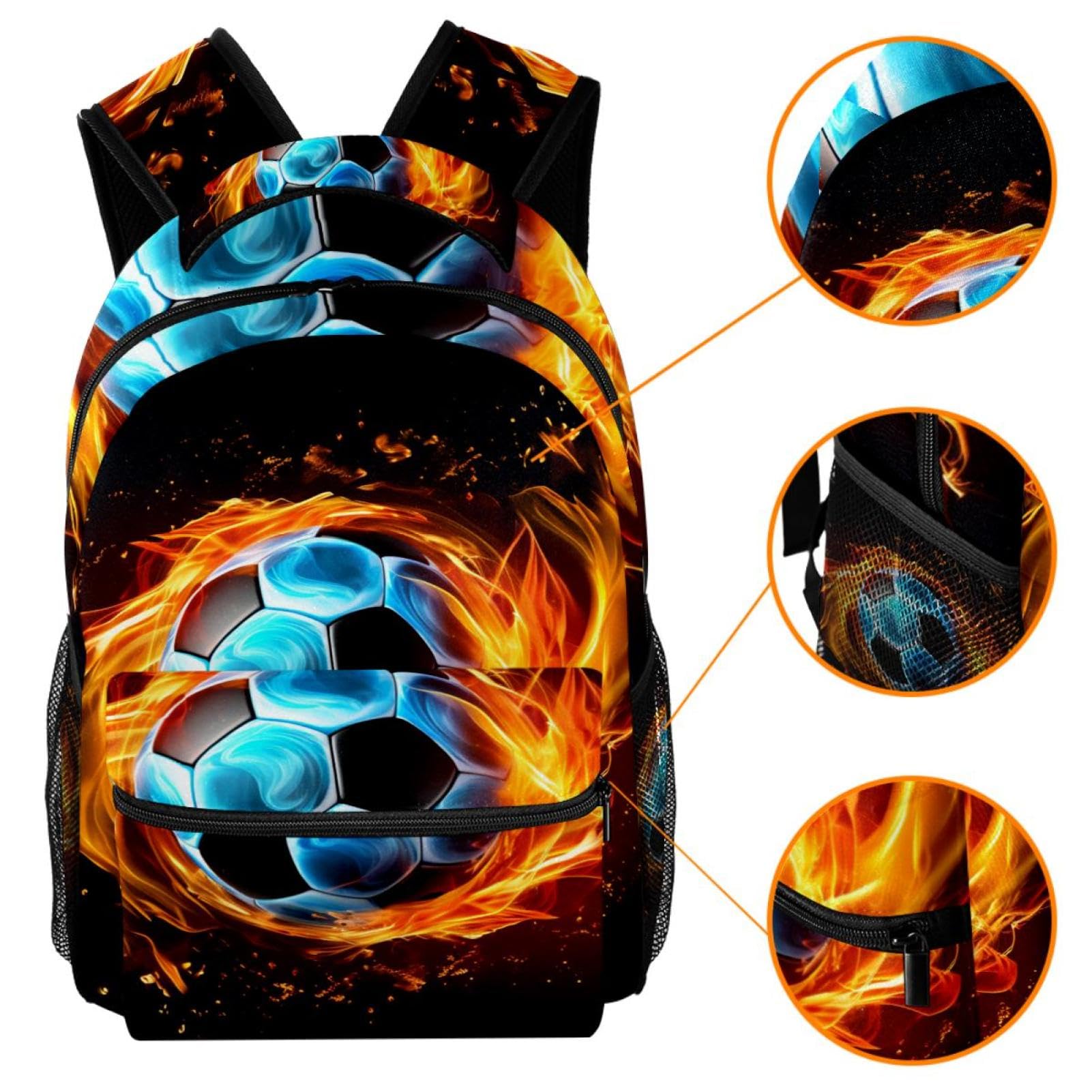 Best Travel & Work Backpack - Lightweight Durable Flaming Football Design - Perfect for Commuting, Hiking, and Business Trips