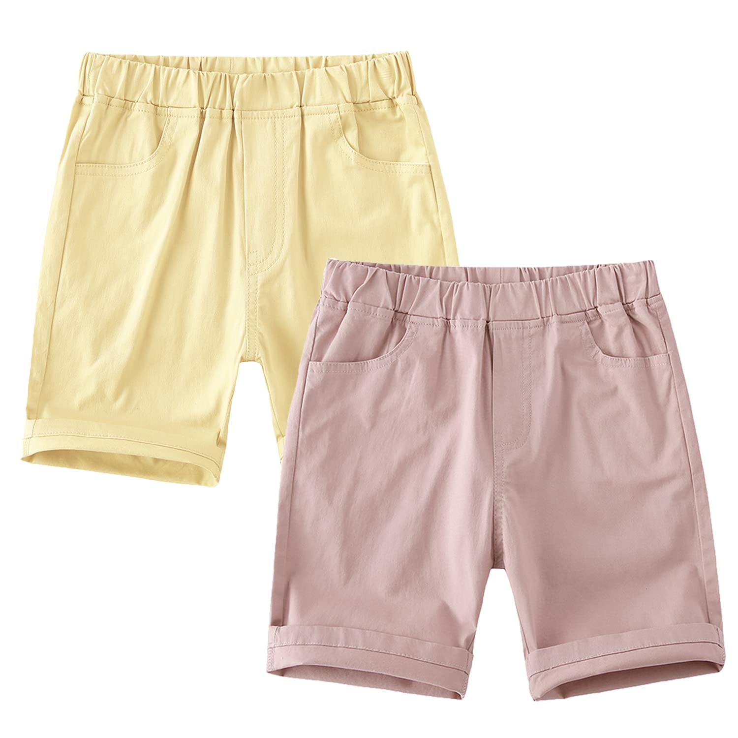 Toddler Cotton Shorts with Pockets - Boys Girls Summer Casual Wear for Play & Outings