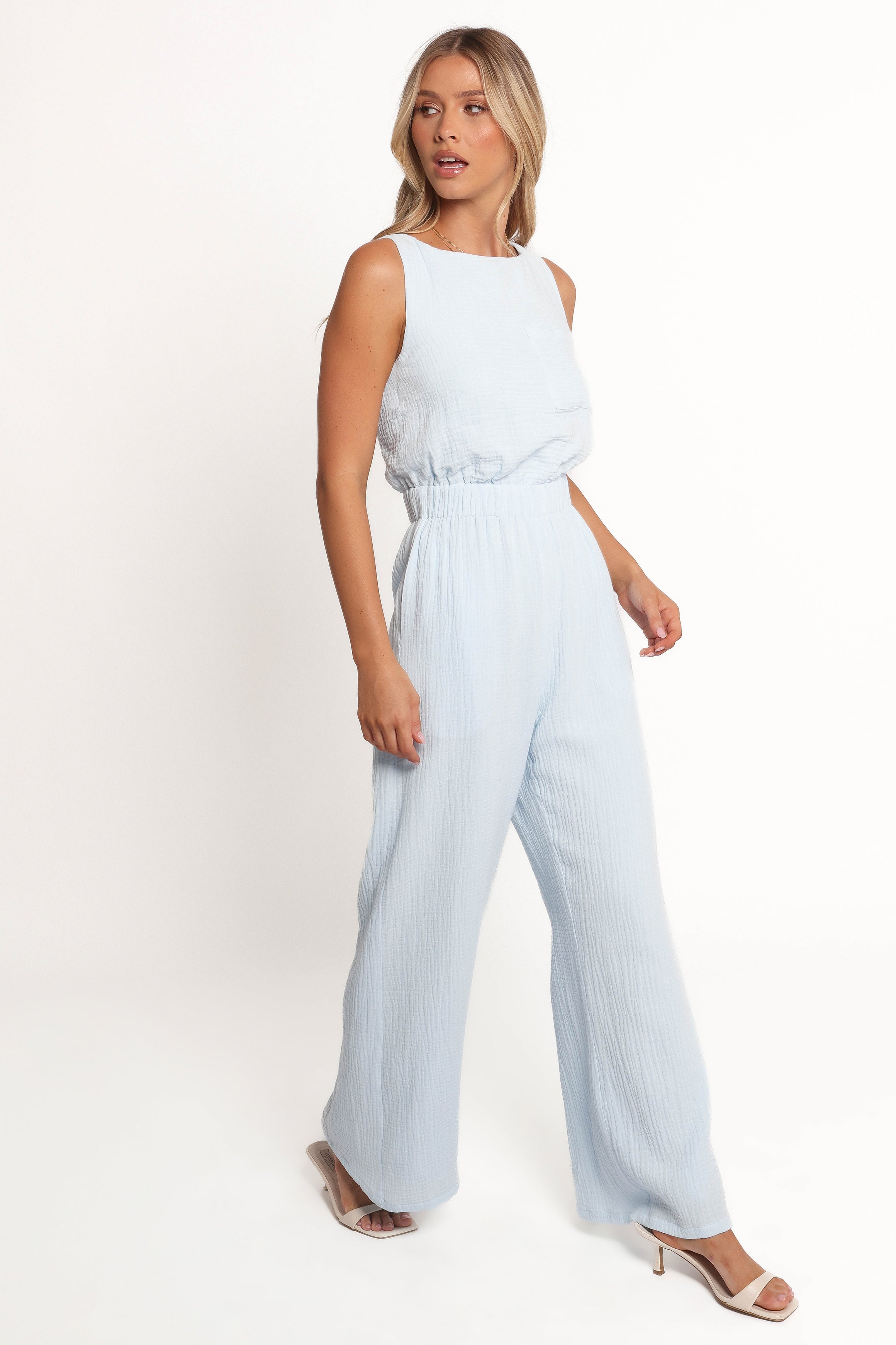 Brenna Cotton Jumpsuit for Women - Soft Pale Blue Romper | Casual Summer Outfit, Beach Cover-Up, Lounge Wear
