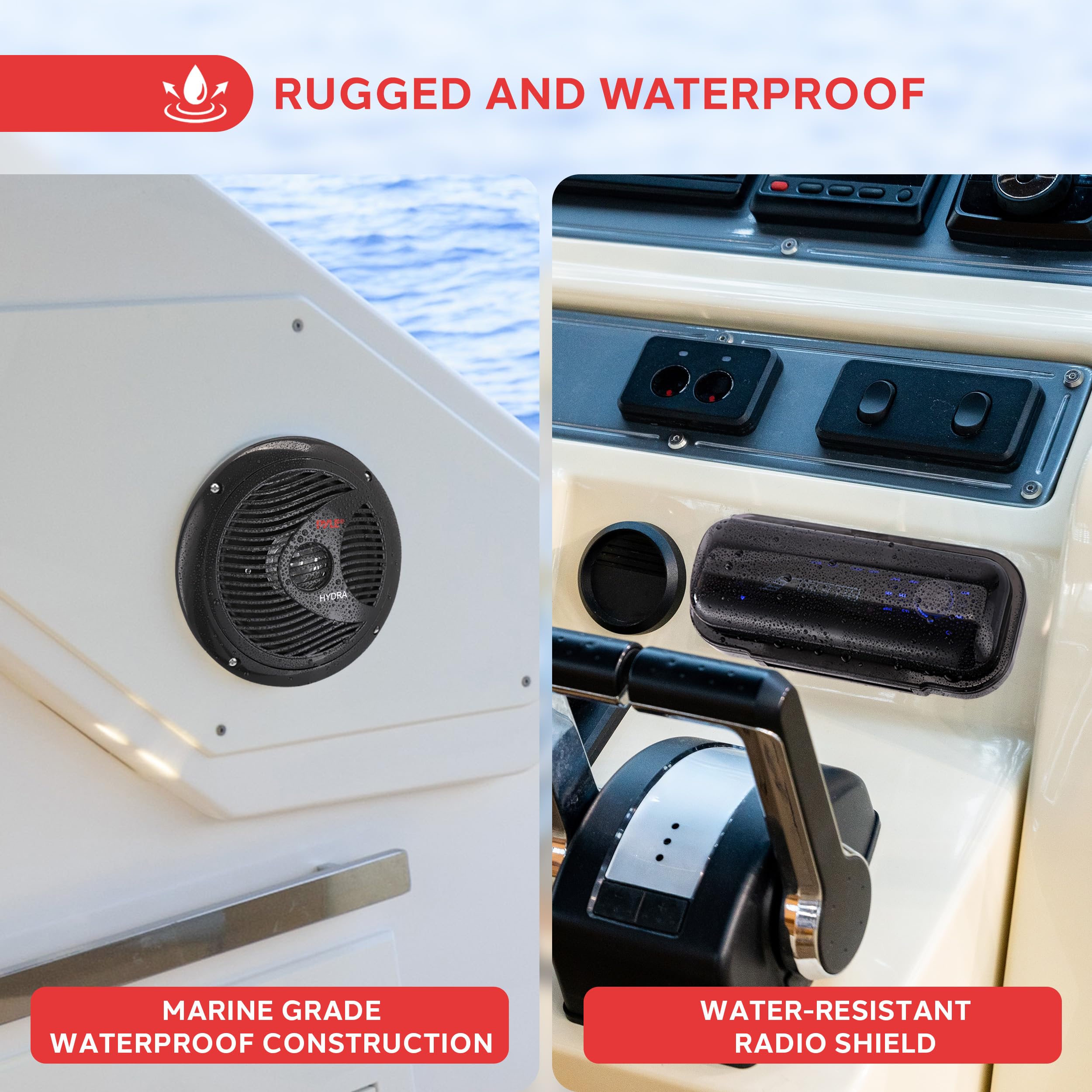 Pyle Wireless Bluetooth Marine Audio Stereo System - Single DIN Universal Car Stereo Receiver with 6.5