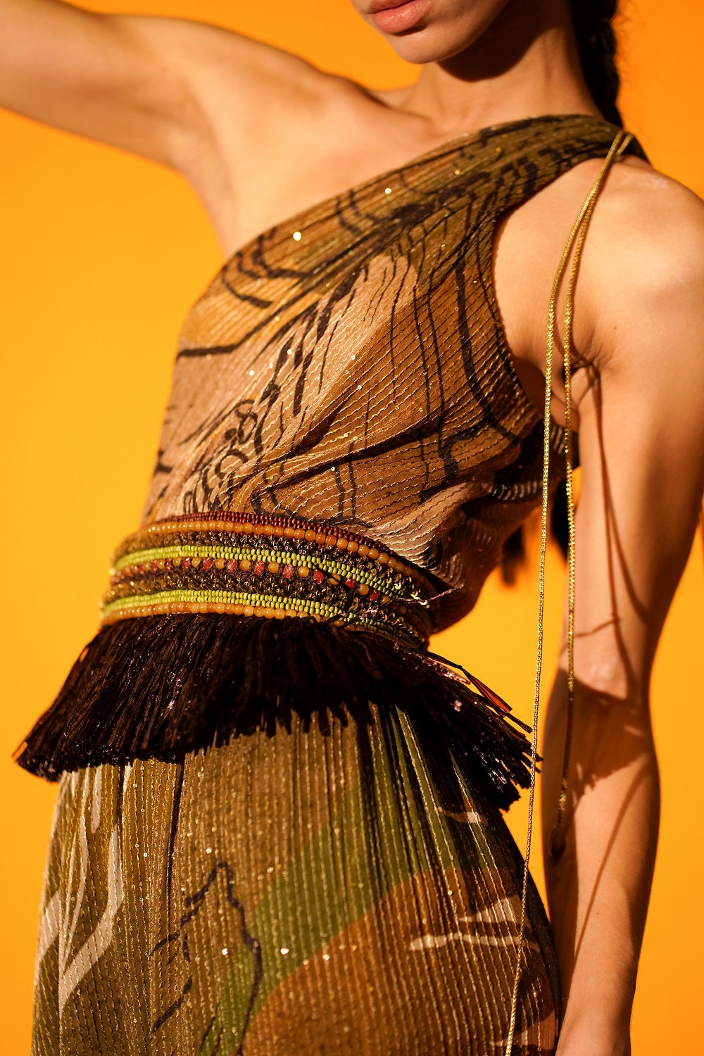 Elegant Tropical Brown One Shoulder High Low Dress for Women - Perfect for Beach Weddings, Vacations & Summer Parties