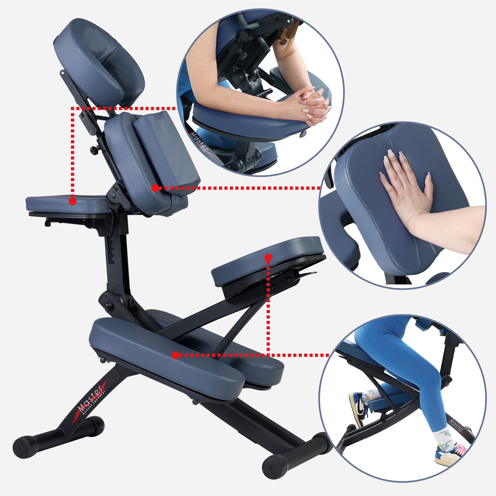 Master Massage Rio Portable Massage Chair - Lightweight & Adjustable Folding Massager with Carrying Case (Royal Blue) | Perfect for Home, Office, Travel & Relaxation