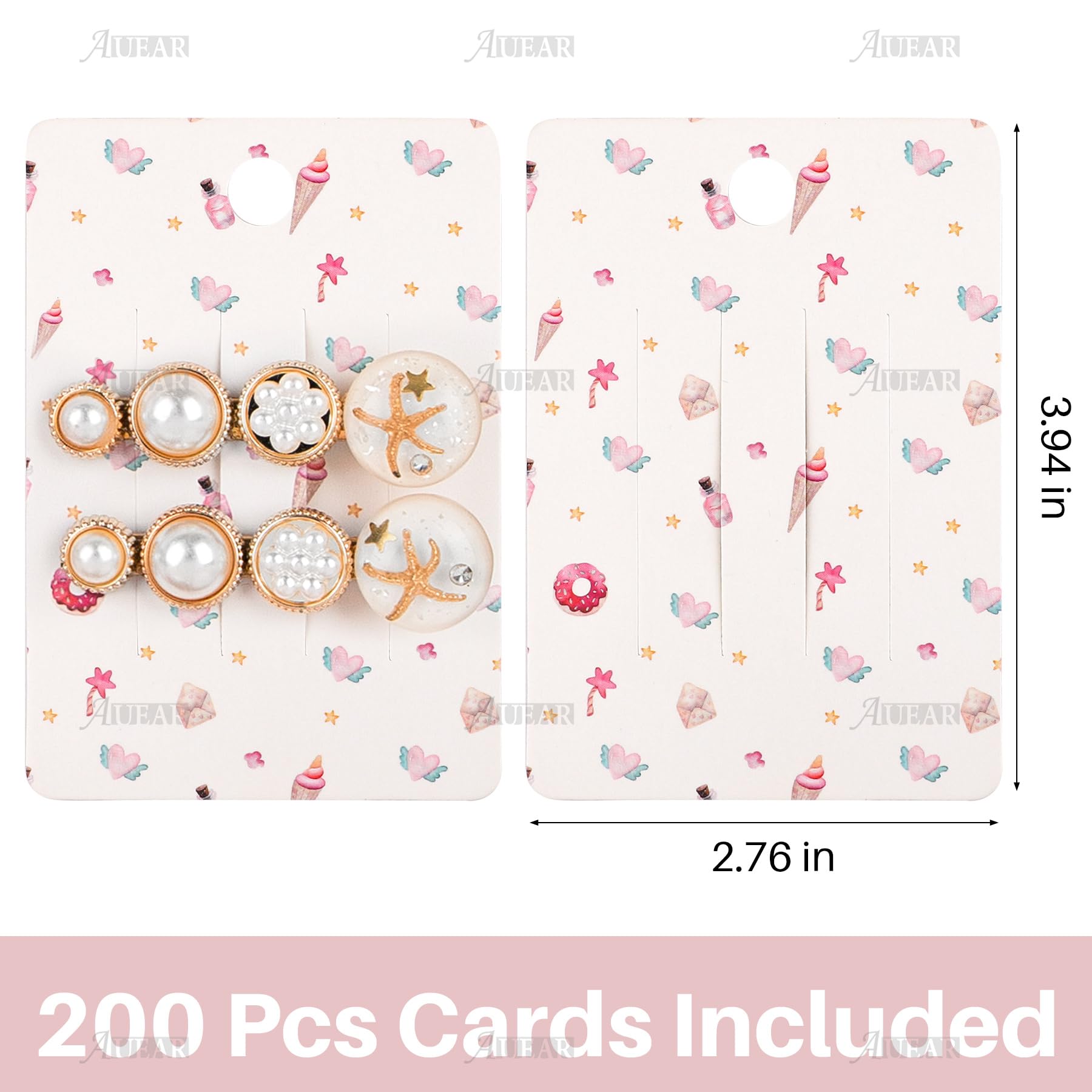 AUEAR 100-Pack Cute Hair Bow Display Cards - Durable Paper Cardboard Holders for Hair Clips & Barrettes - Perfect for Salon, Retail Store, and Gift Packaging
