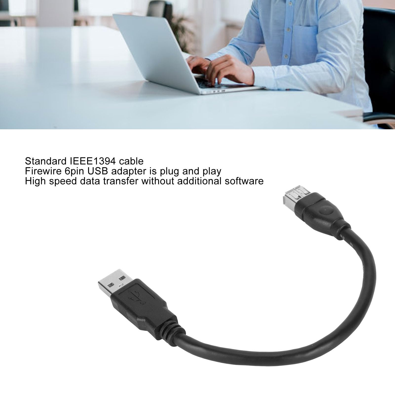 Firewire 1394 6 Pin Female to USB 2.0 Male Adapter Cable - IEEE 1394 to USB Converter for Printer, Camera, Scanner - 20cm/0.65ft - Perfect for Data Transfer Between Legacy Firewire Devices and Modern Computers