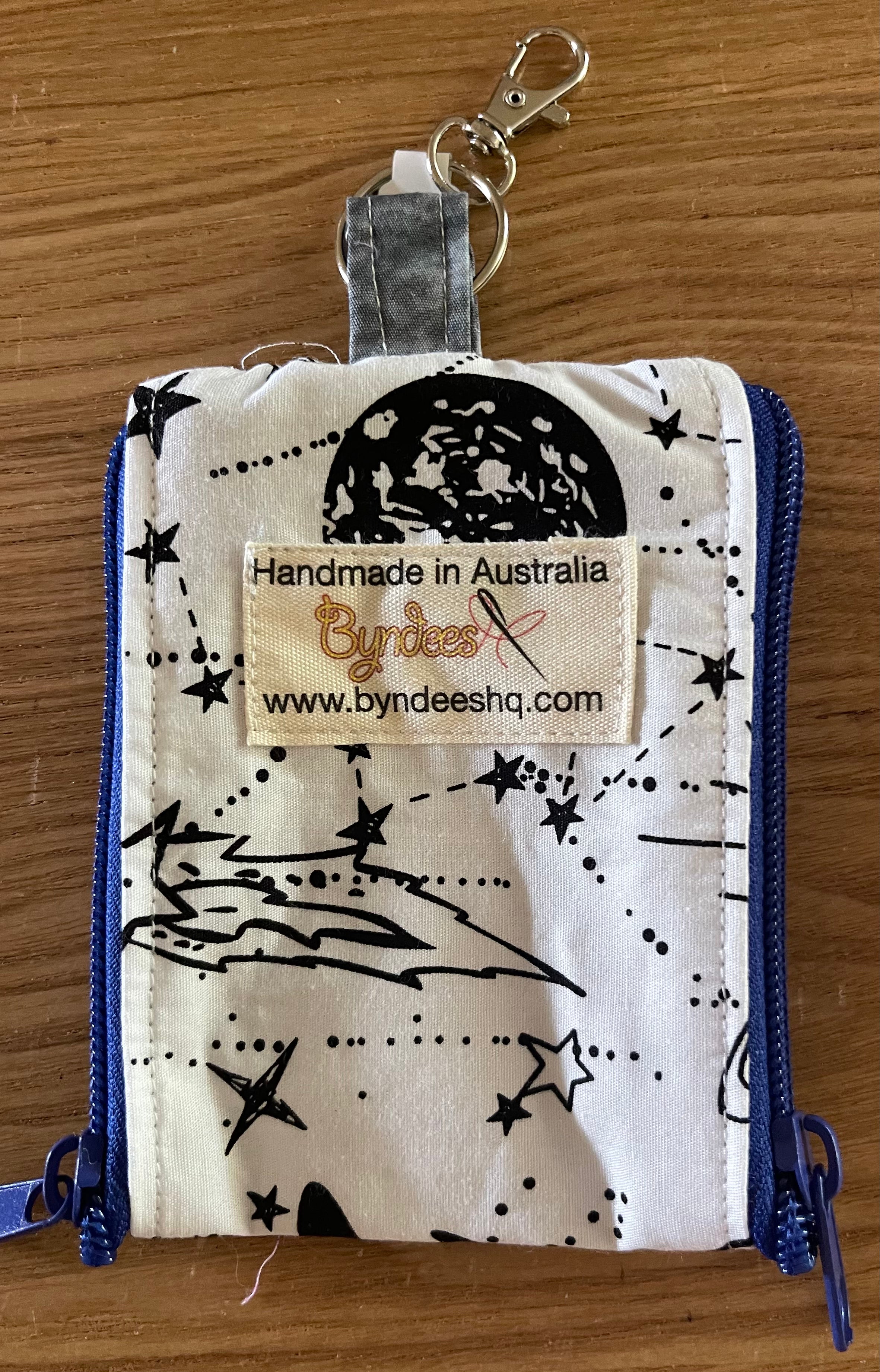 2 Pocket Zipper Keychain Wallet - Universe & Stars Design for Keys, Coins & Small Essentials | Perfect for Travel, Gym & Everyday Use