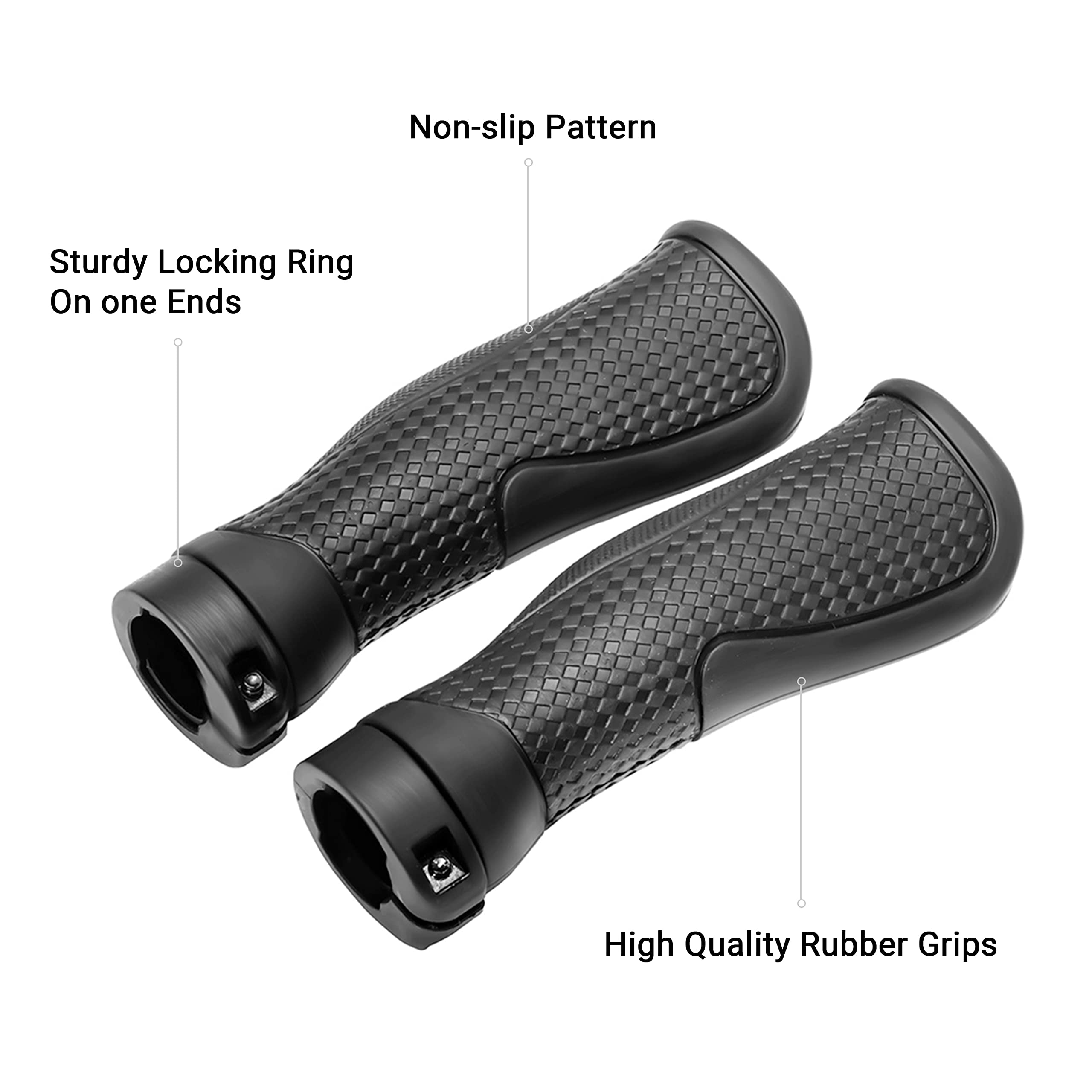 Himiway Ergonomic Lock-On Bike Handlebar Grips - Non-Slip Rubber Bicycle Handle Grip for E-Bike, Scooter & Foldable Bicycle - Perfect for Commuting, Mountain Biking & Urban Riding