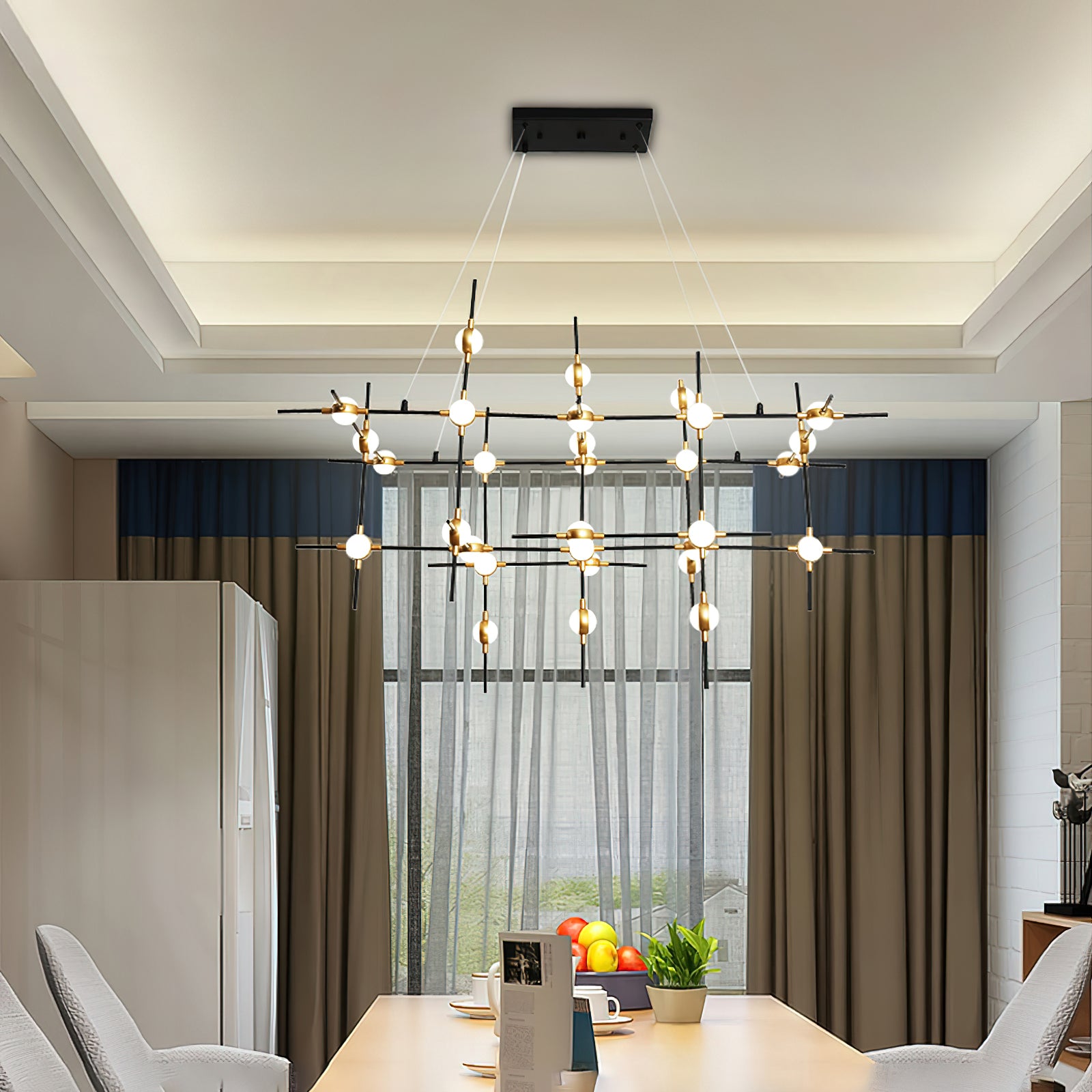 Dorney Floating Ball Chandelier - Modern Crystal Glass Ceiling Light Fixture for Dining Room, Living Room, Bedroom & Entryway | Elegant Home Decor Lighting for Weddings, Restaurants and Luxury Spaces
