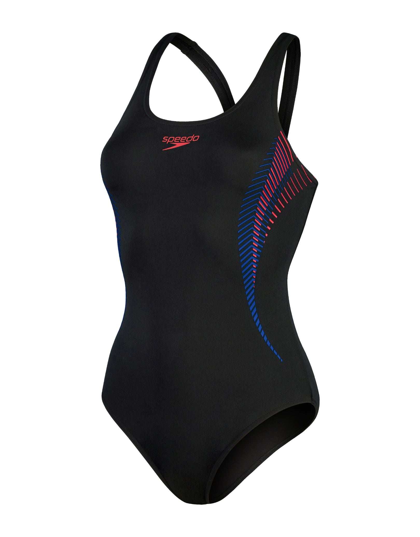 Women's High Cut Muscleback Swimsuit - Black & Red Two-Tone Design for Competitive Swimming, Beach Volleyball & Water Aerobics