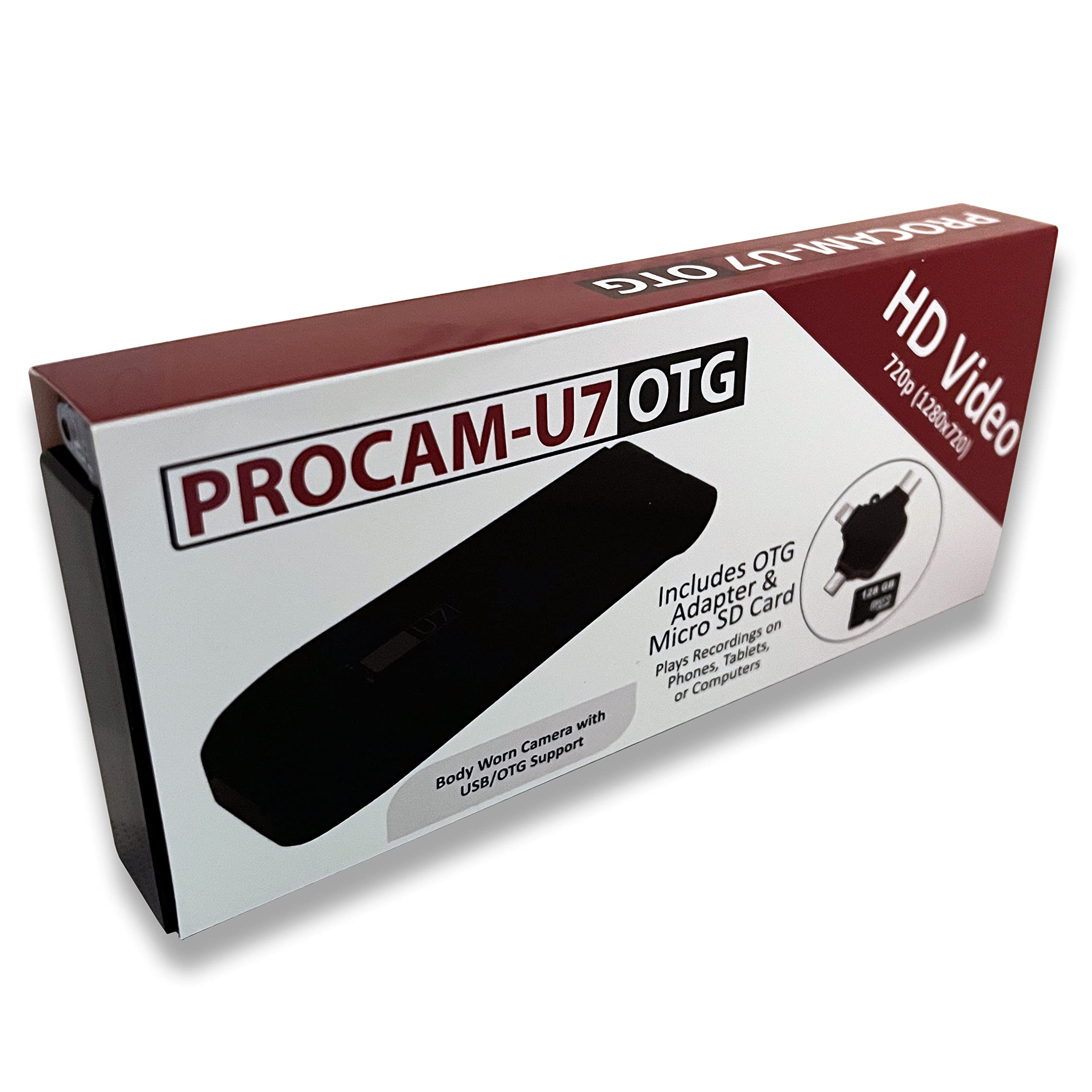 PROCAM-U7 OTG HD Video Recorder - 1080p Body Camera with 128GB Micro SD Card, Night Vision & Phone Playback Support - Perfect for Security, Law Enforcement, Sports & Vlogging