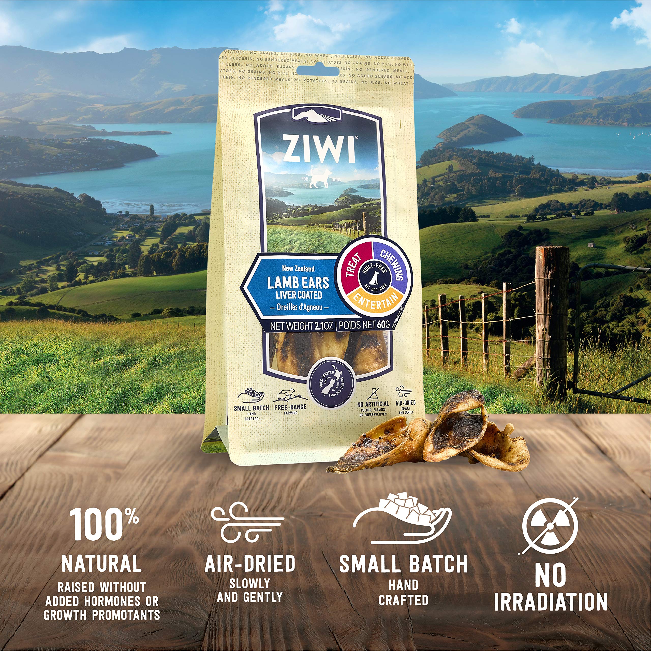 ZIWI Premium Air-Dried Lamb Ears Dog Treats - All Natural, Grain-Free, Single Protein High-Value Snacks for Training & Rewards - 2.1oz Pack | Perfect for Small to Medium Dogs, Dental Health & Positive Reinforcement Training