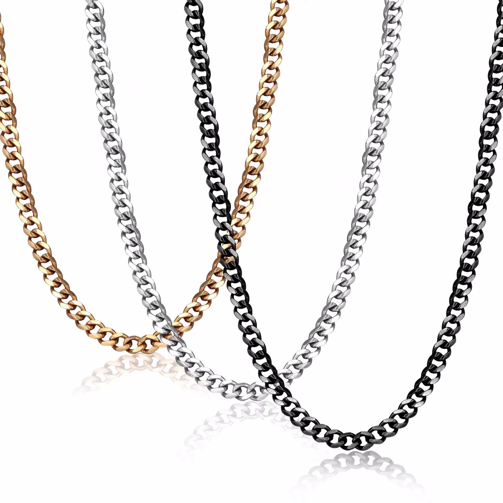 IEFLIFE Men's Cuban Link Chain - Black/Gold/Silver Chunky Necklace for Dad, Husband, Boyfriend, Son | Graduation Gift, Father's Day Present | Perfect for Casual Wear, Special Occasions & Gifting
