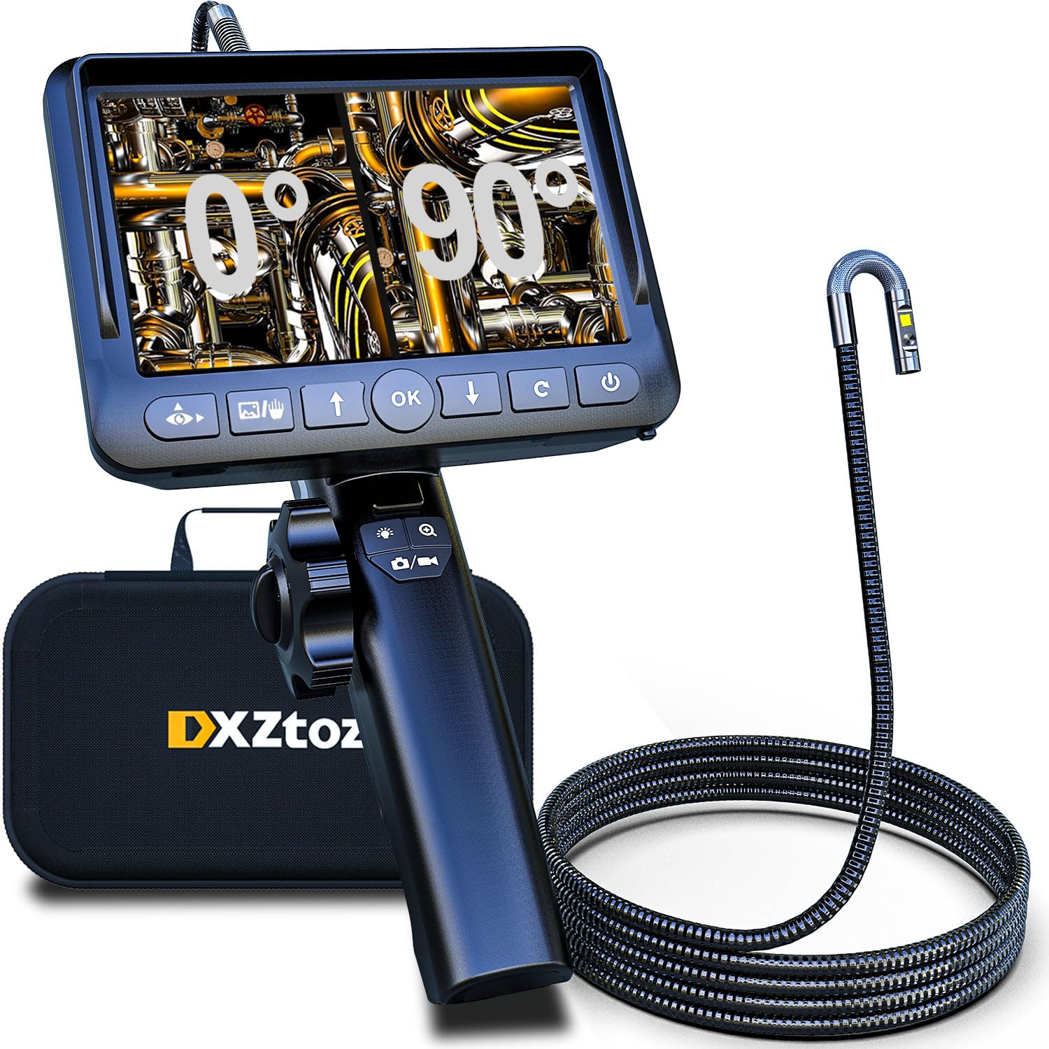 Dual-Lens Articulating Borescope Camera - 1080P HD Inspection Endoscope with 5
