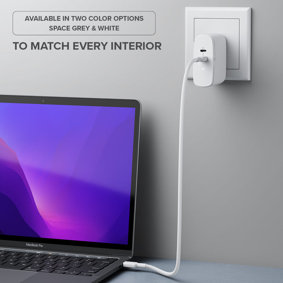2 Port 68W GaN Fast Charger with 2m USB C Cable - Compact & Powerful Charging for iPhone, Samsung, MacBook & More - Perfect for Travel, Office & Home Use