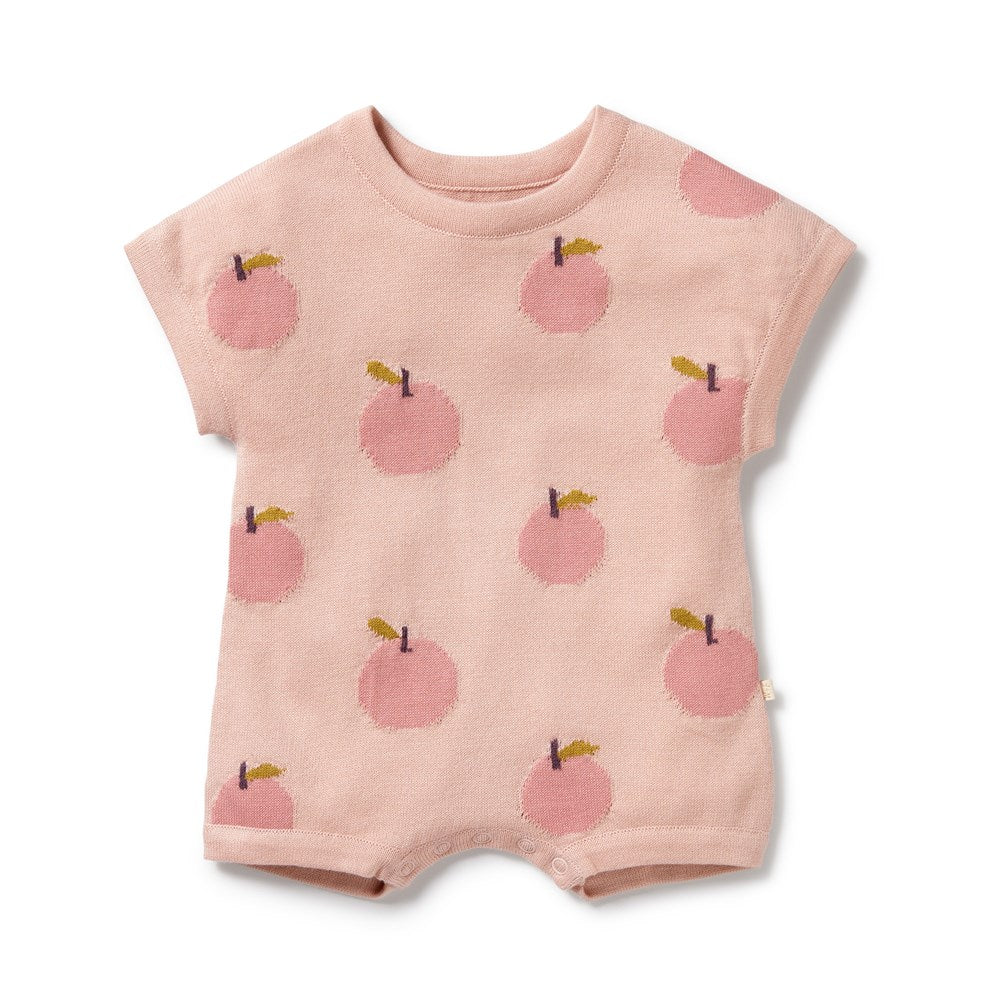 Just Peachy Organic Cotton Knitted Baby Growsuit - Soft & Breathable Newborn Romper for Boys & Girls | Perfect for Sleepwear, Playtime & Photo Shoots