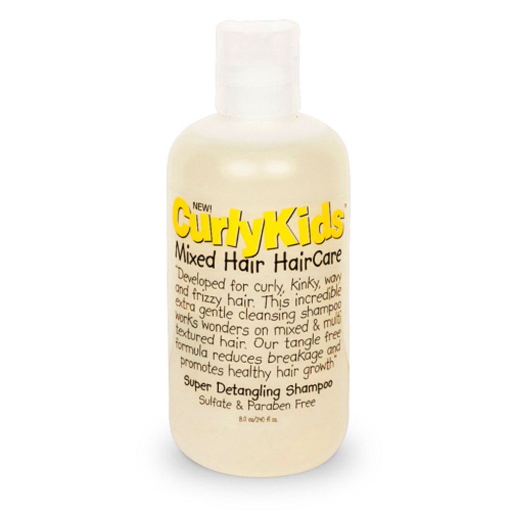 CurlyKids Mixed Haircare Super Detangling Shampoo for Curly & Coily Hair - Sulfate Free, Moisturizing Formula, 8 Fl Oz - Perfect for Kids & Adults with Dry, Frizzy Hair
